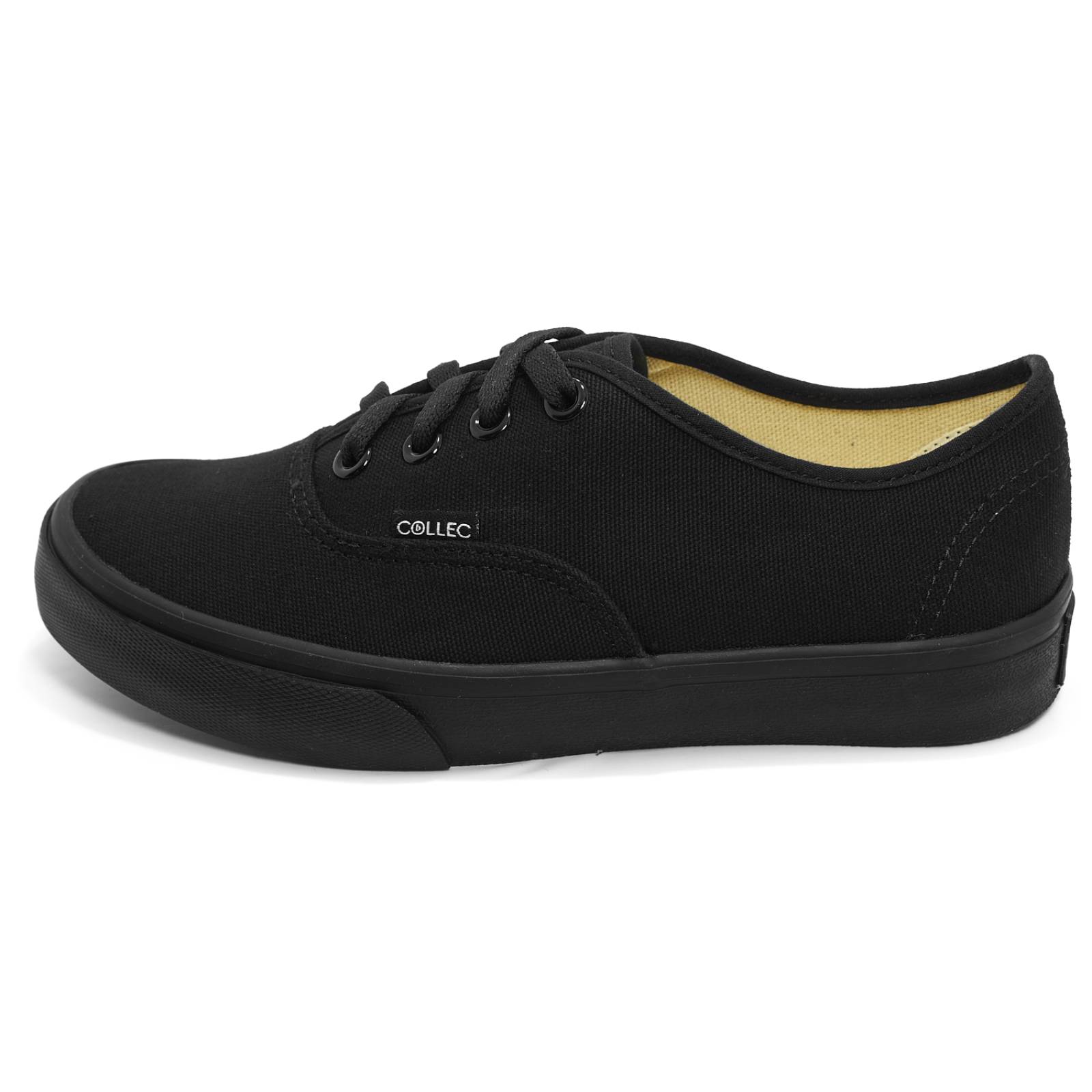 Tenis tipo vans clasicos todos negros collec de lona agujetas E-75354