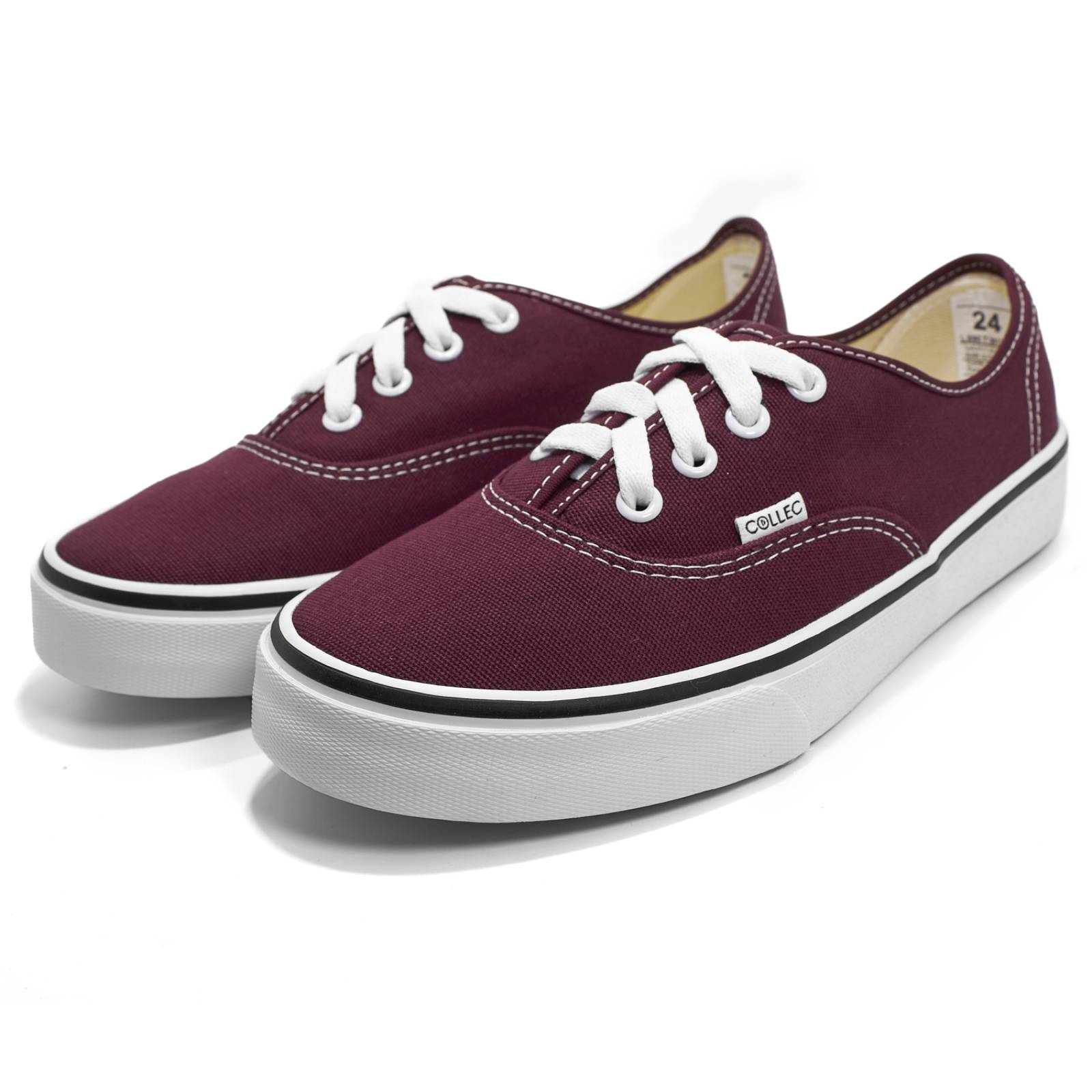 Tenis tipo vans vino de mujer urbano clasico collec de lona casuales E-75114