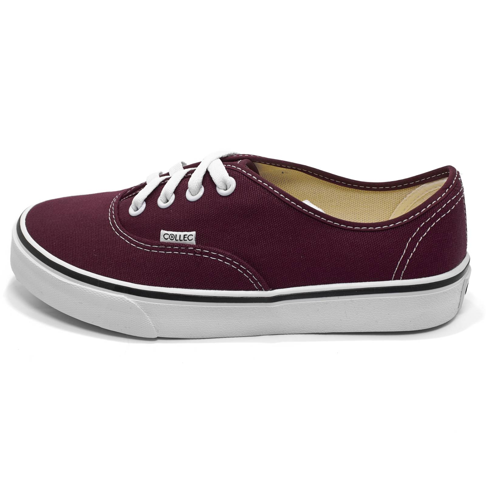 Tenis tipo vans vino de mujer urbano clasico collec de lona casuales E-75114