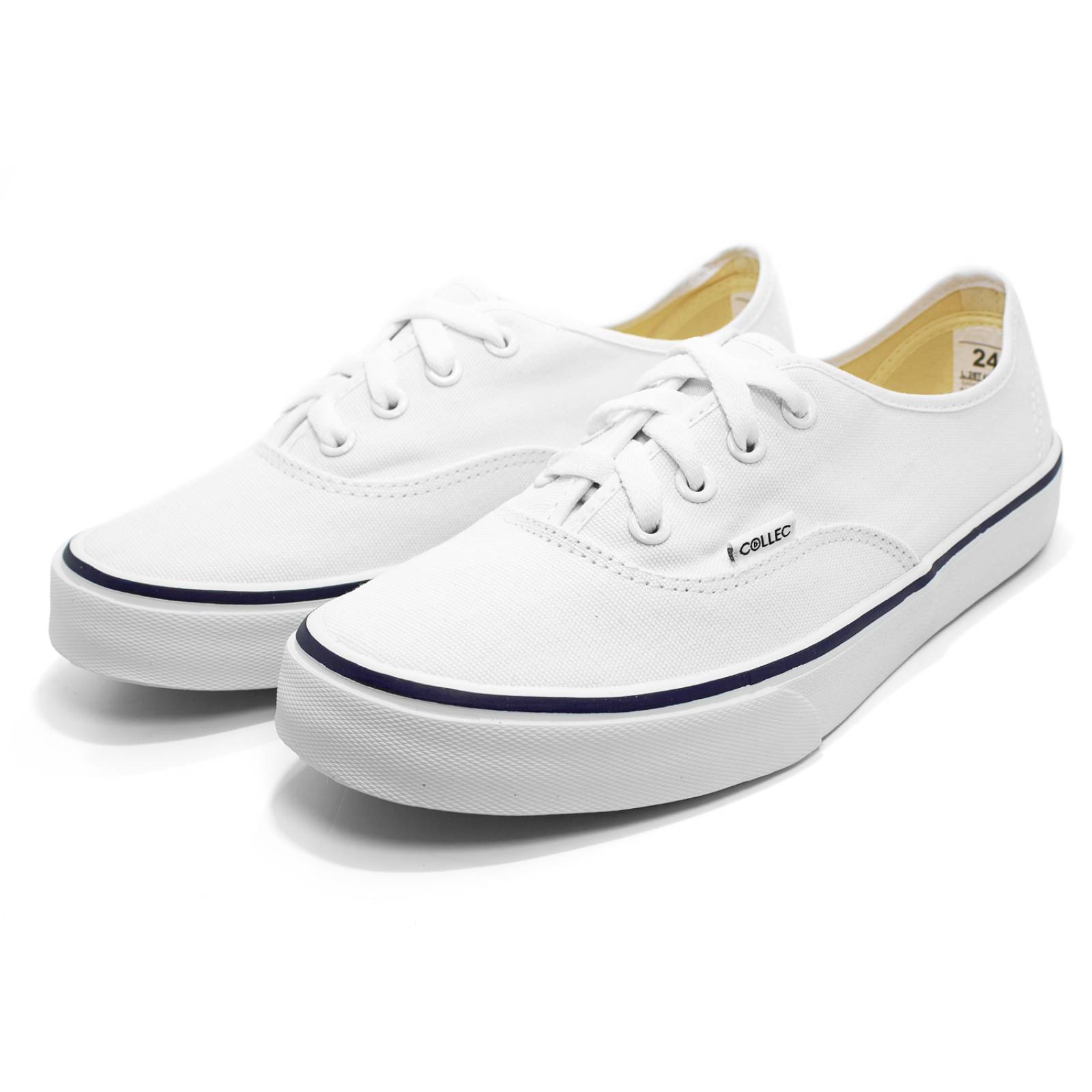 Tenis tipo vans blancos unisex de lona casuales urbanos comodos Collec E-75014