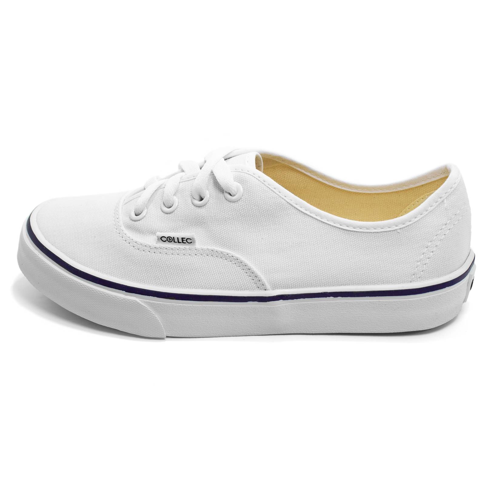 Tenis tipo vans blancos unisex de lona casuales urbanos comodos Collec E-75014