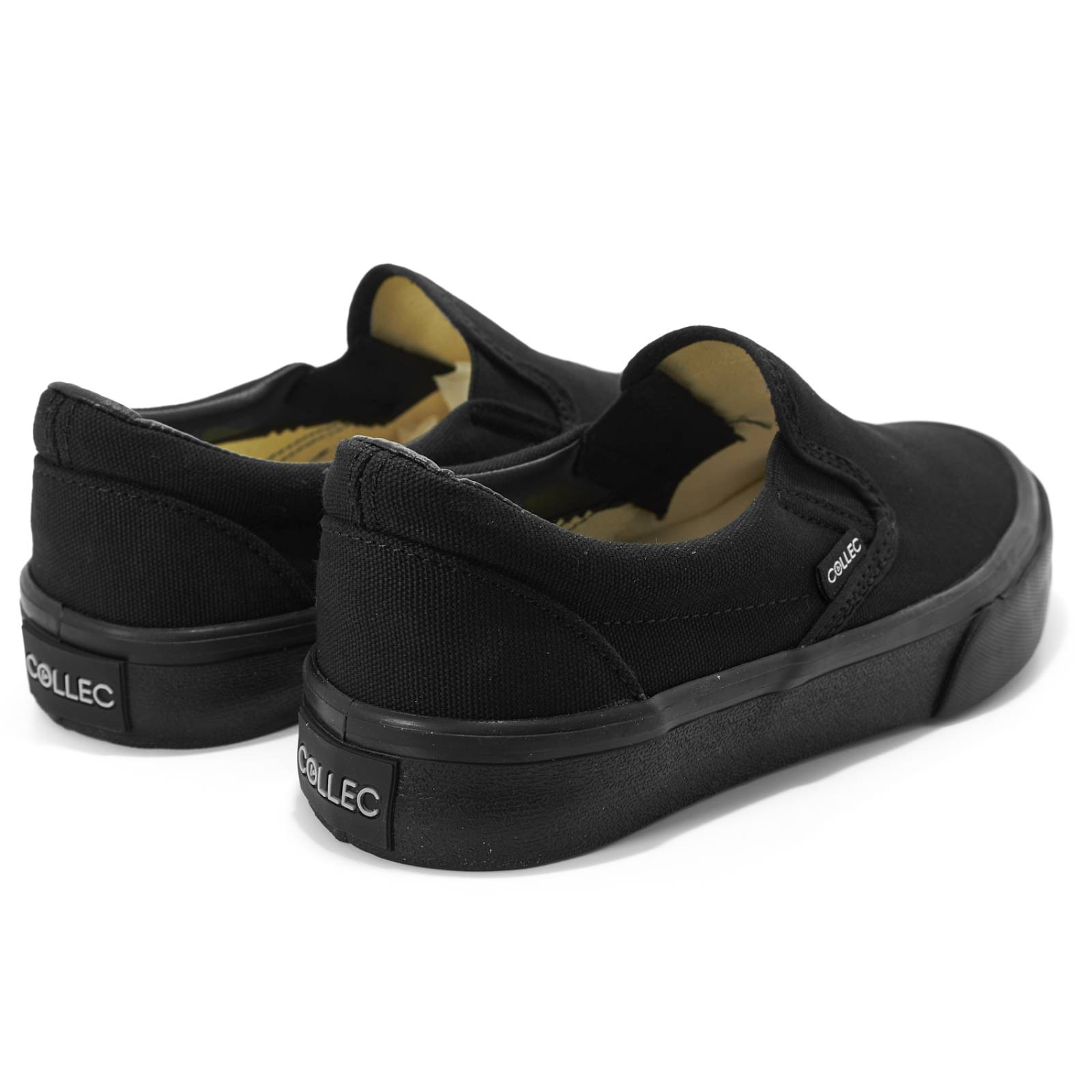 Tenis negros tipo vans sin agujetas resorte urbanos casuales E-70354