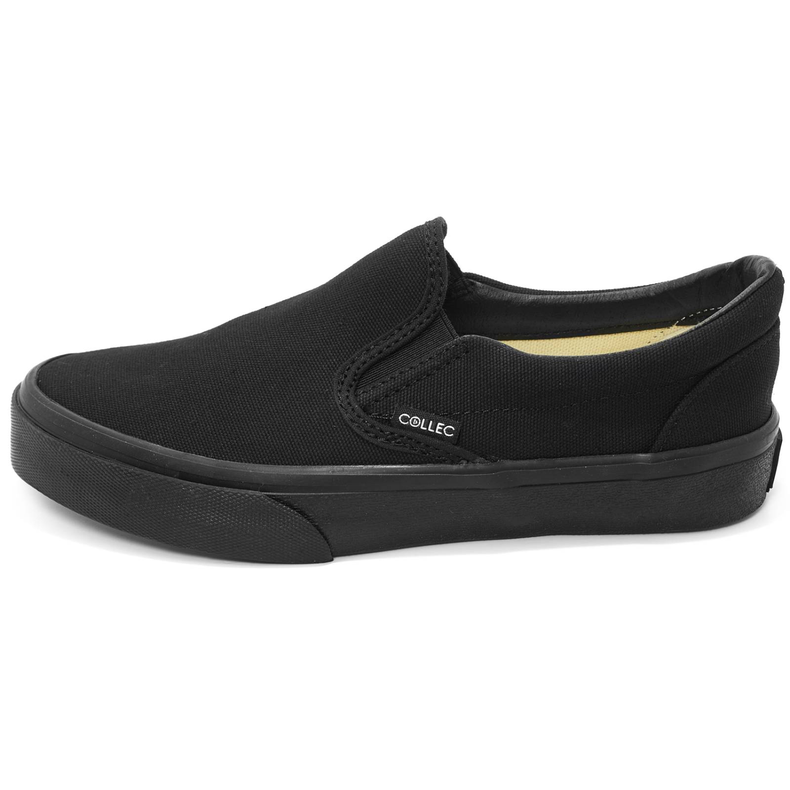 Tenis negros tipo vans sin agujetas resorte urbanos casuales E-70354