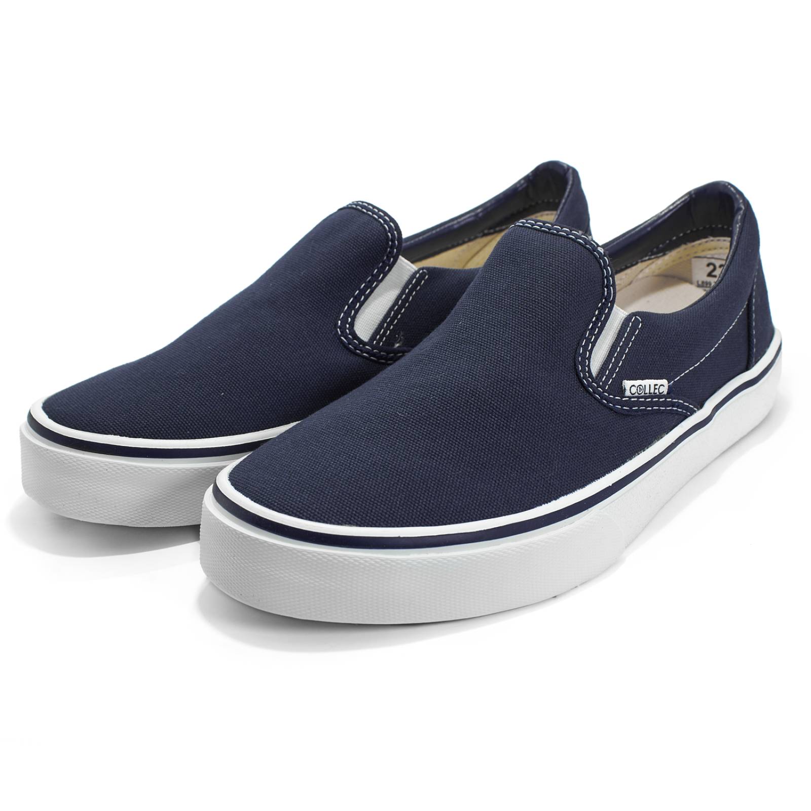 Tenis tipo vans marino hombre casuales urbanos sin agujeta slip-on E-70024