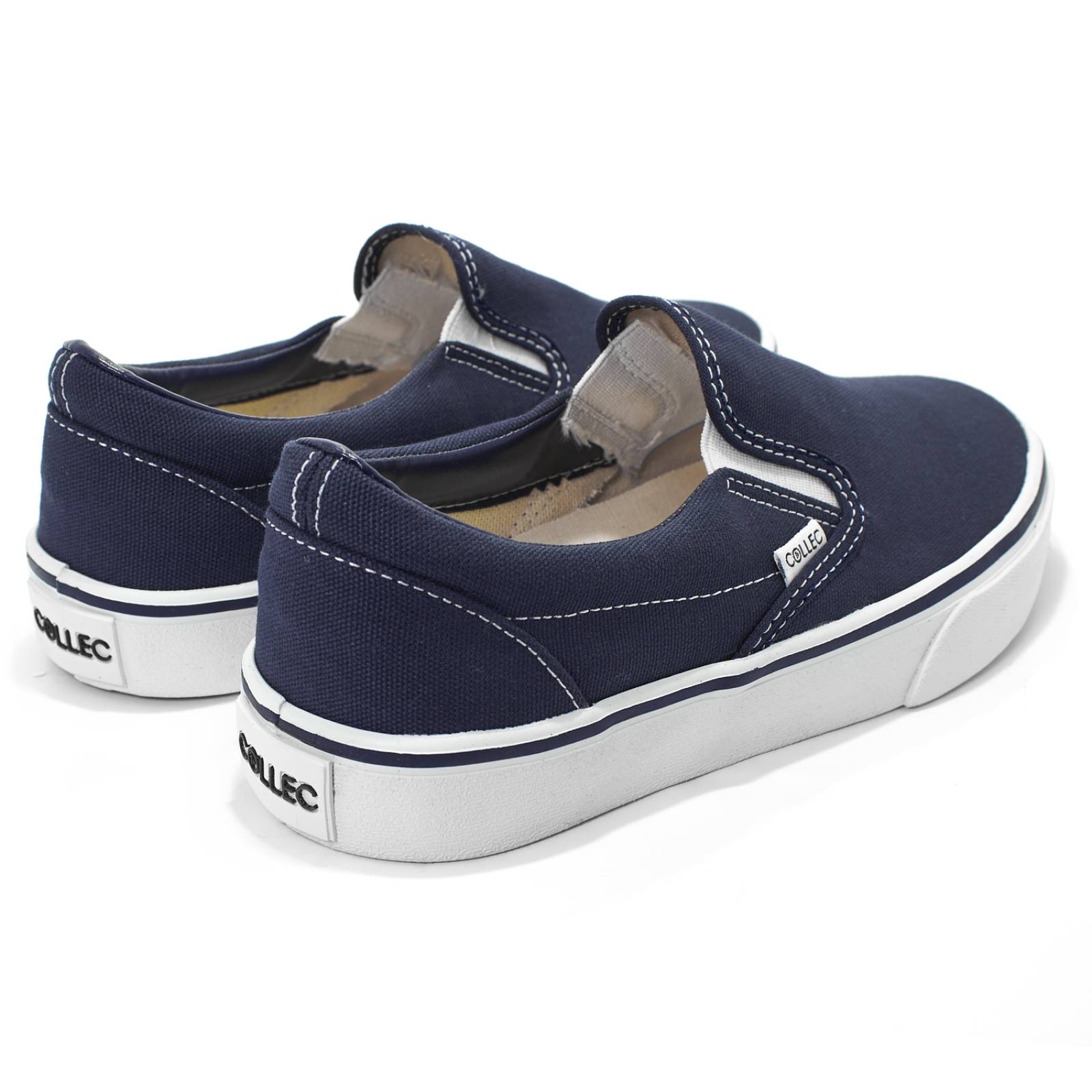 Tenis tipo vans marino hombre casuales urbanos sin agujeta slip-on E-70024