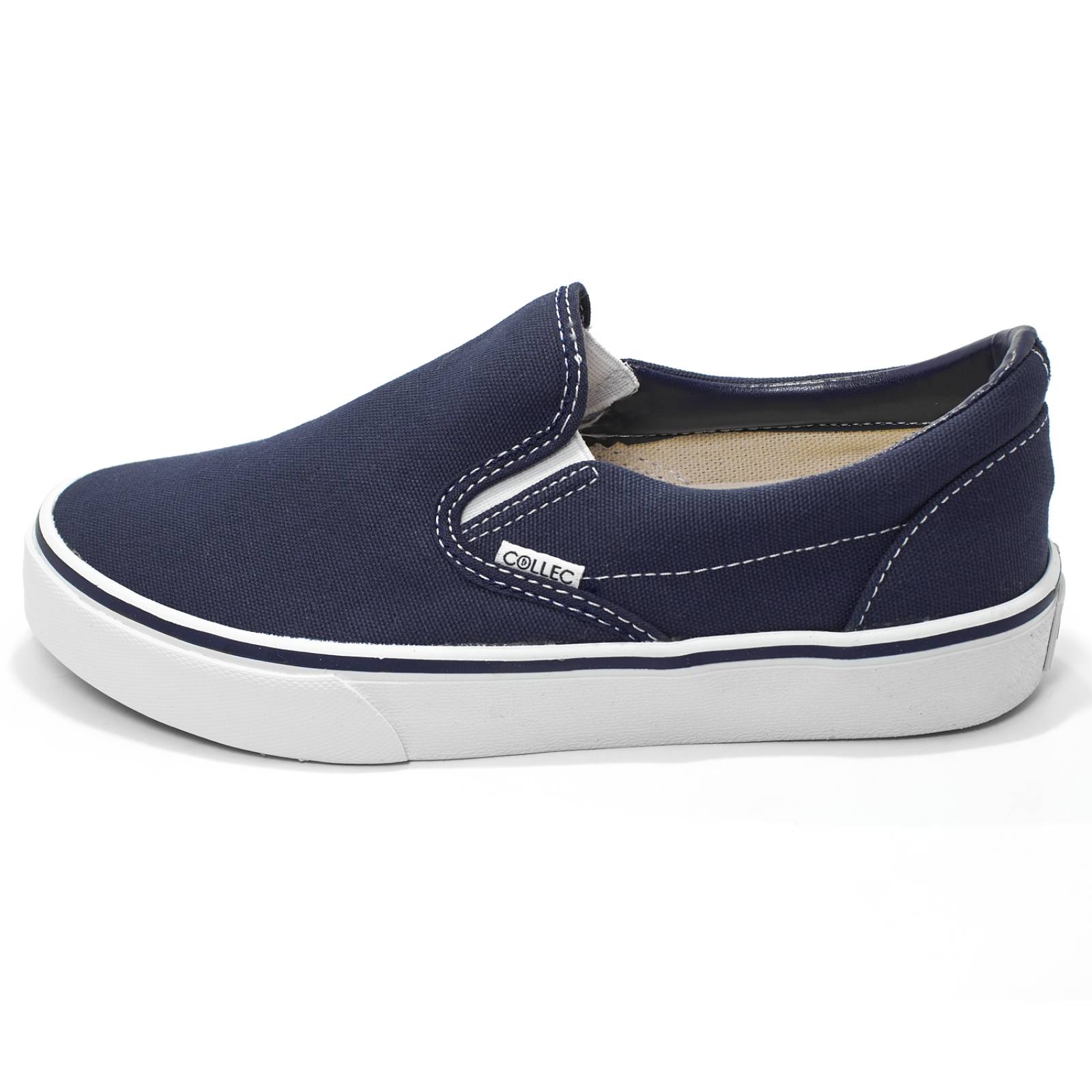Tenis tipo vans marino hombre casuales urbanos sin agujeta slip-on E-70024
