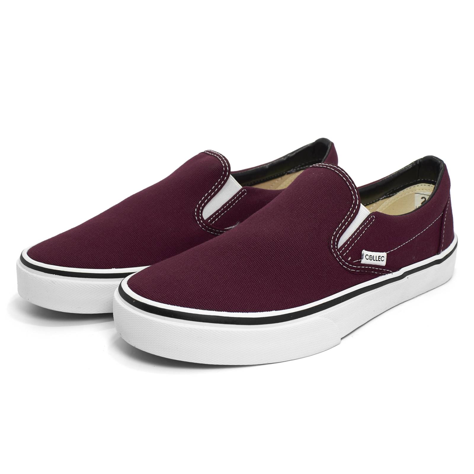 Tenis tipo vans vino hombre casuales urbanos slip-on sin agujeta