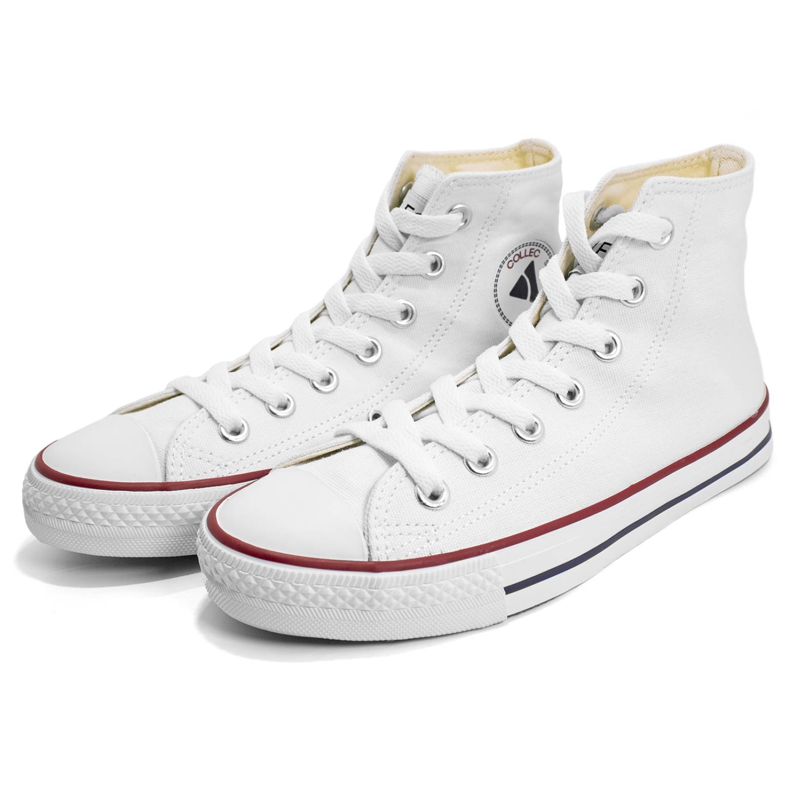 Tenis tipo converse bota blanco mujer urbanos casuales de lona E-10014