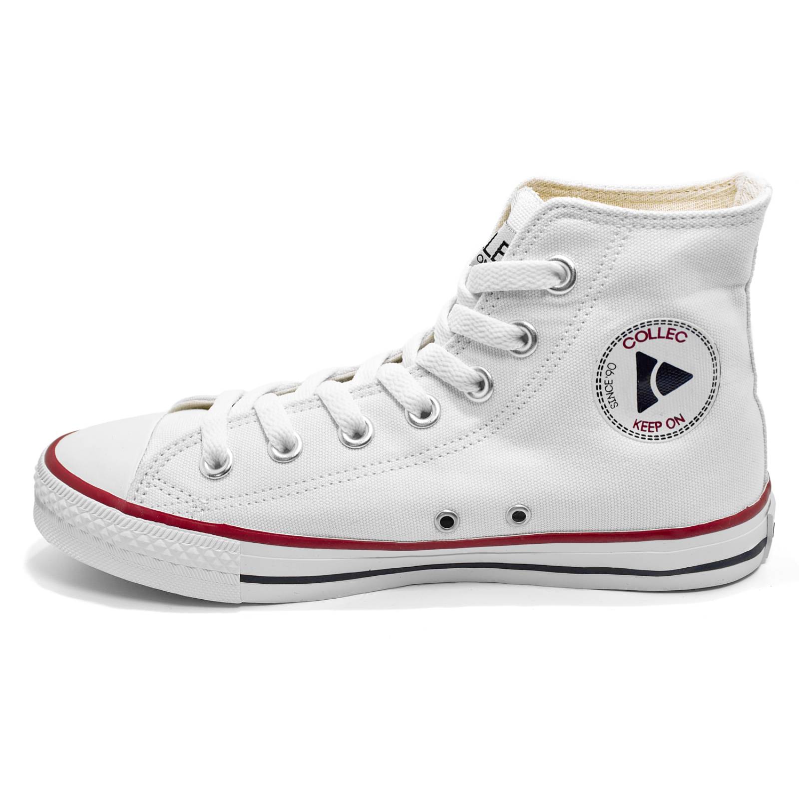 Tenis tipo converse bota blanco mujer urbanos casuales de lona E-10014