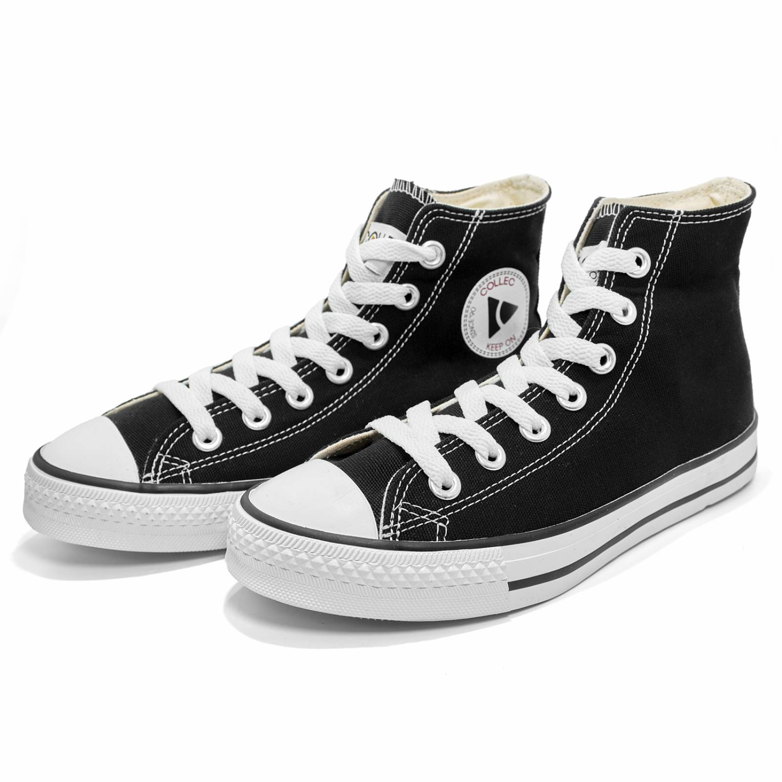 Tenis bota tipo converse negro urbano casual de lona