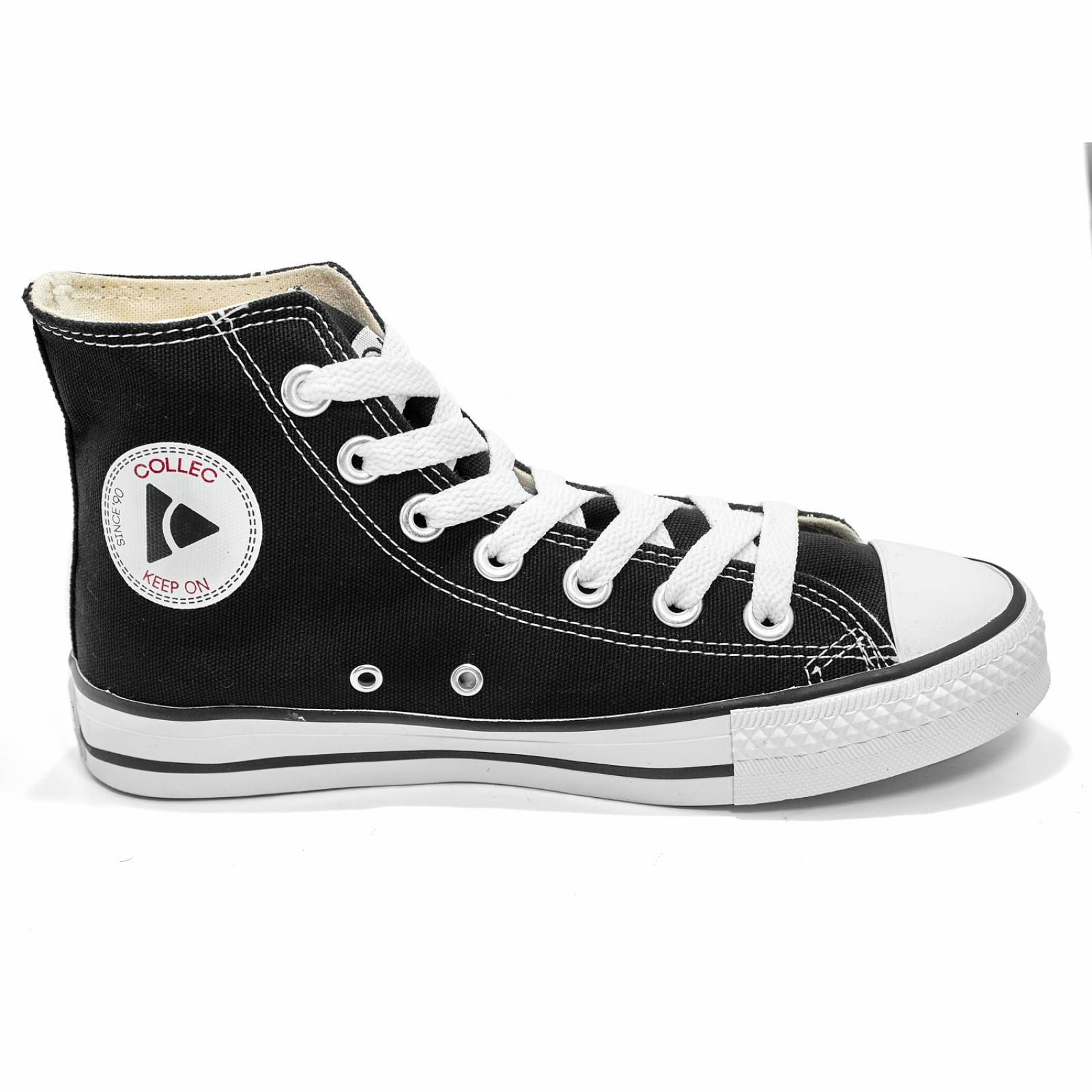Tenis bota tipo converse negro urbano casual de lona