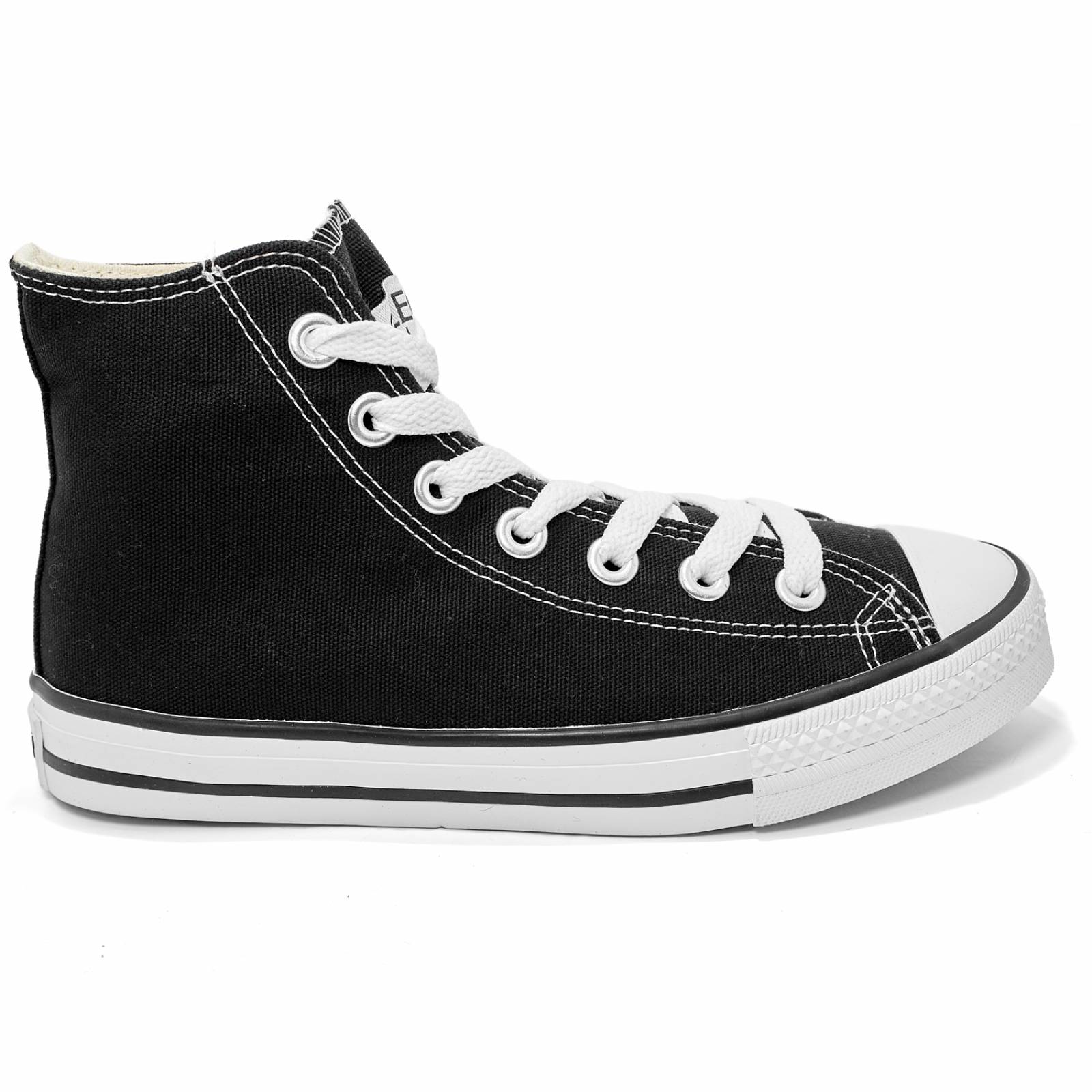 Tenis bota tipo converse negro urbano casual de lona