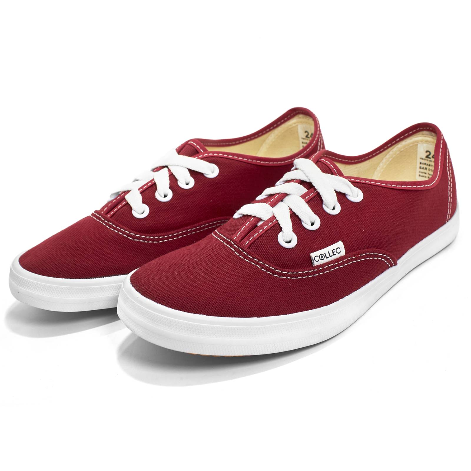 Tenis tipo vans rojo para mujer hombre de lona laces ups E-80
