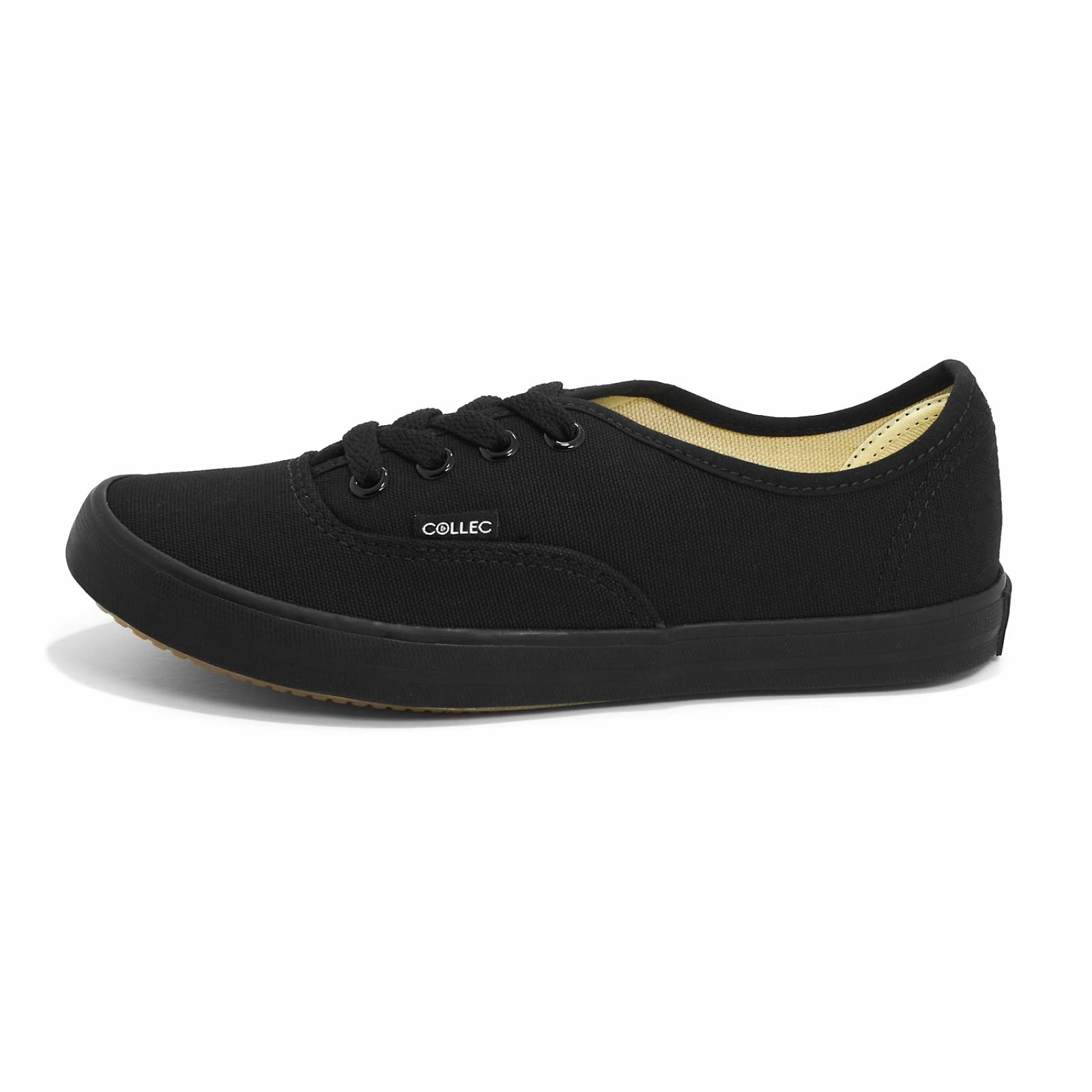 Tenis tipo vans todo negro para mujer hombre de lona laces ups E-80