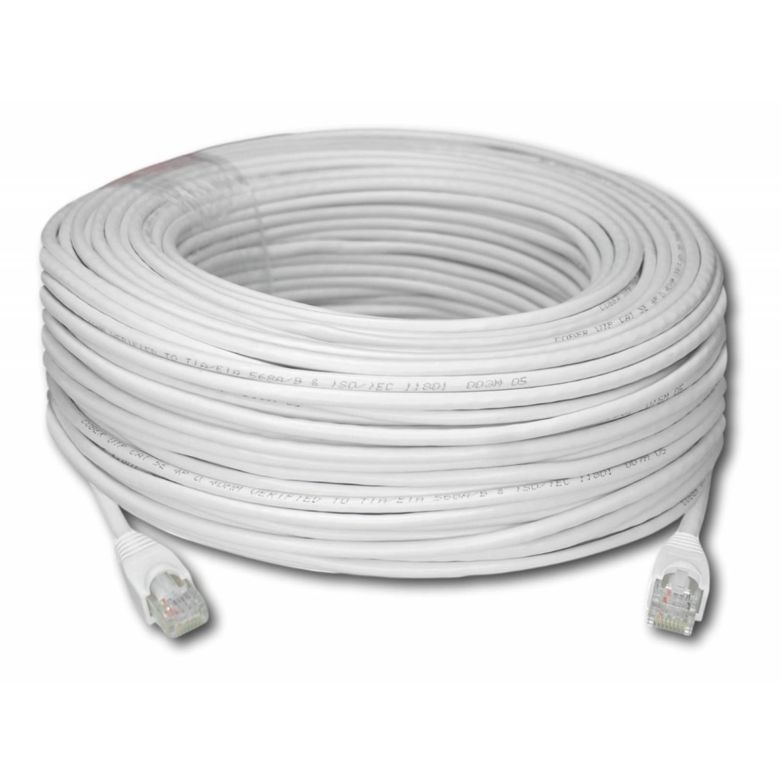 50 Metros Cable Utp Cat 5e Conectorizado Rj45 Blanco Cober