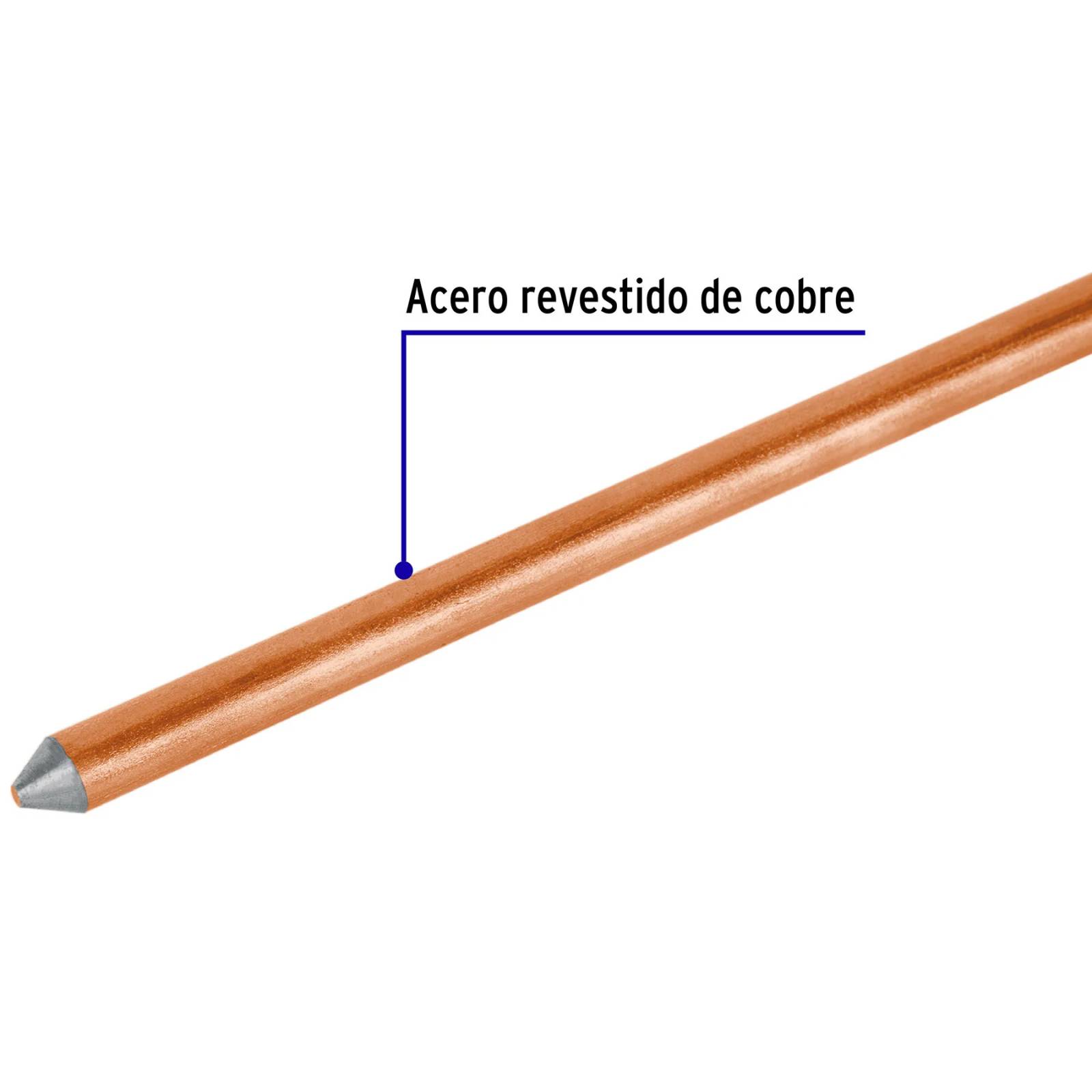 Varilla de acero cobrizado a tierra 1/2" de 1.5 m