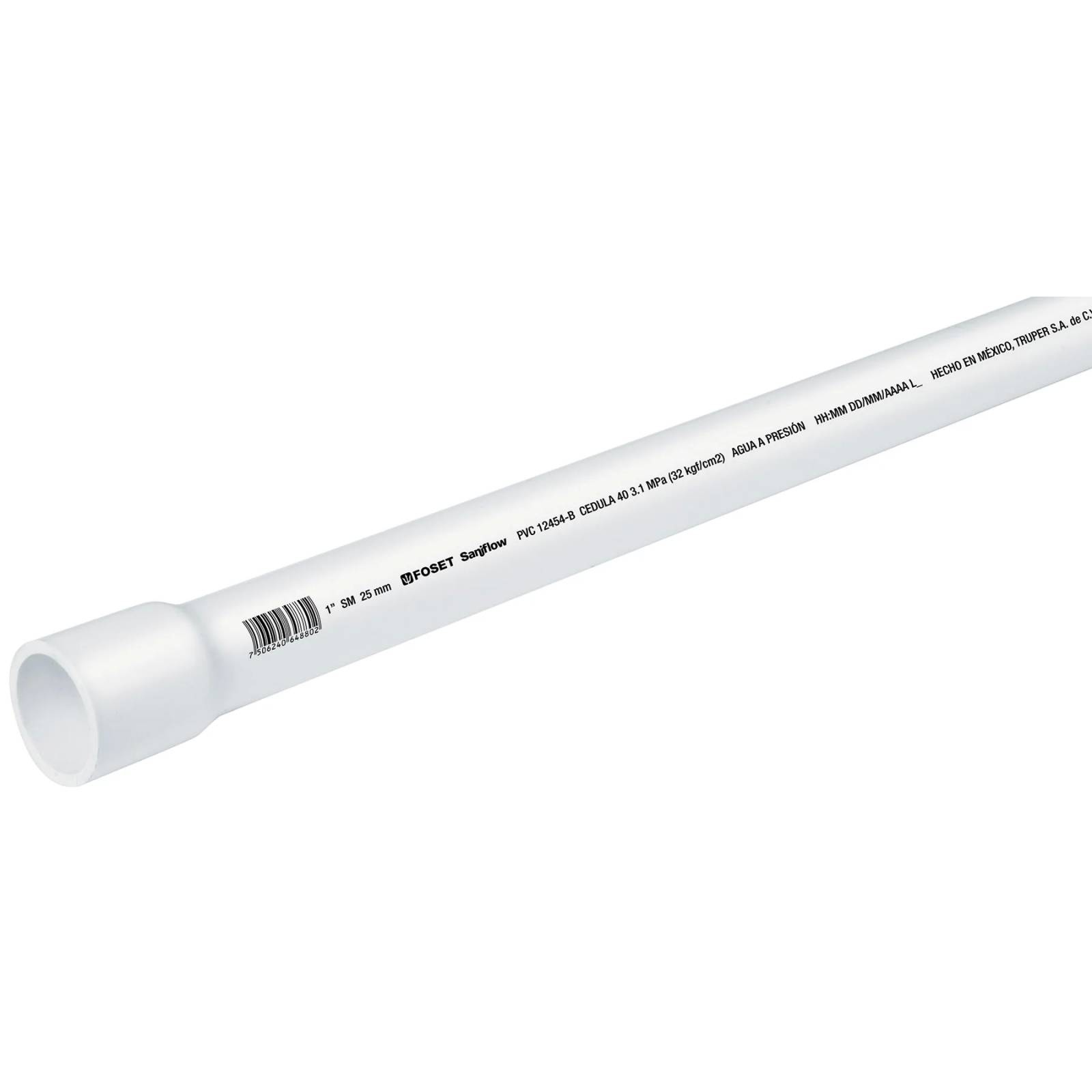 Tubo de PVC hidráulico cédula 40, 1", tramo 3m