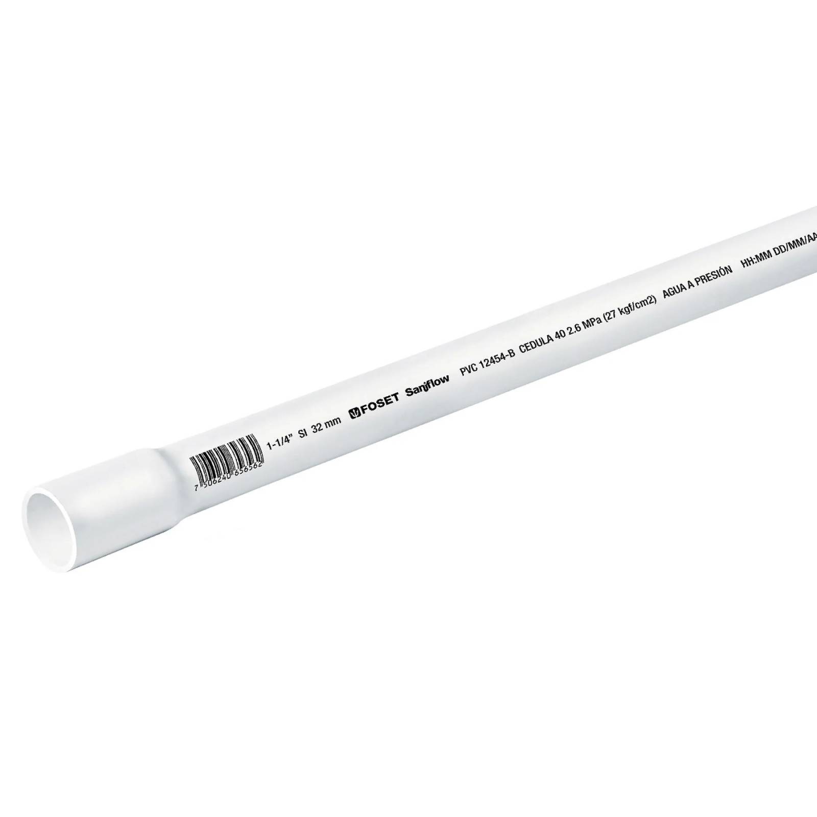 Tubo de PVC hidráulico cédula 40, 1-1/4", tramo 3m