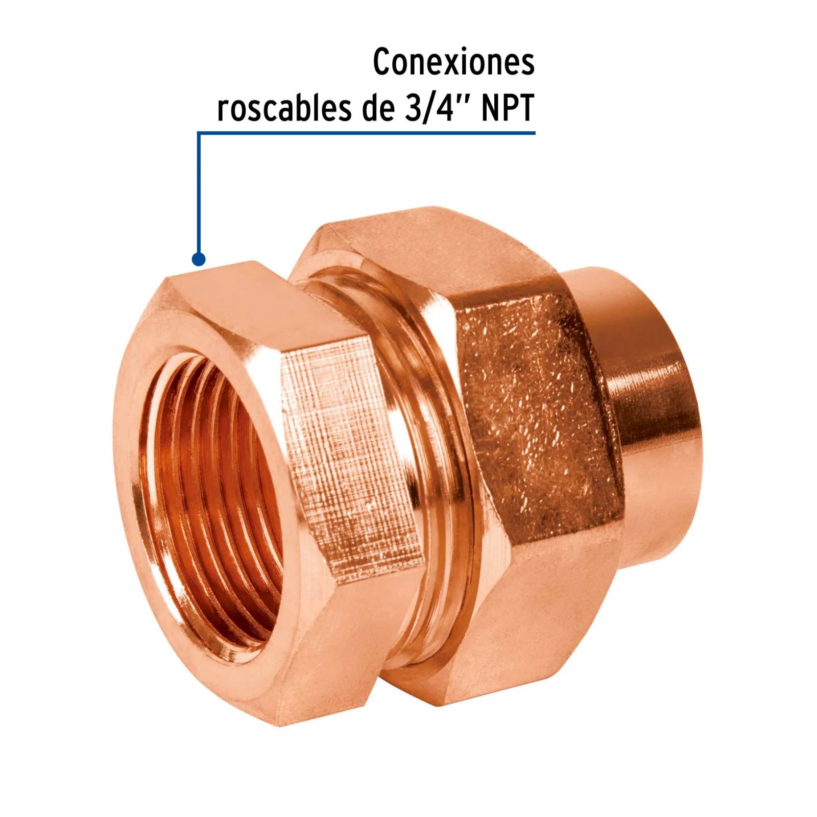 Tuerca unión cobre a rosca interior 3/4"