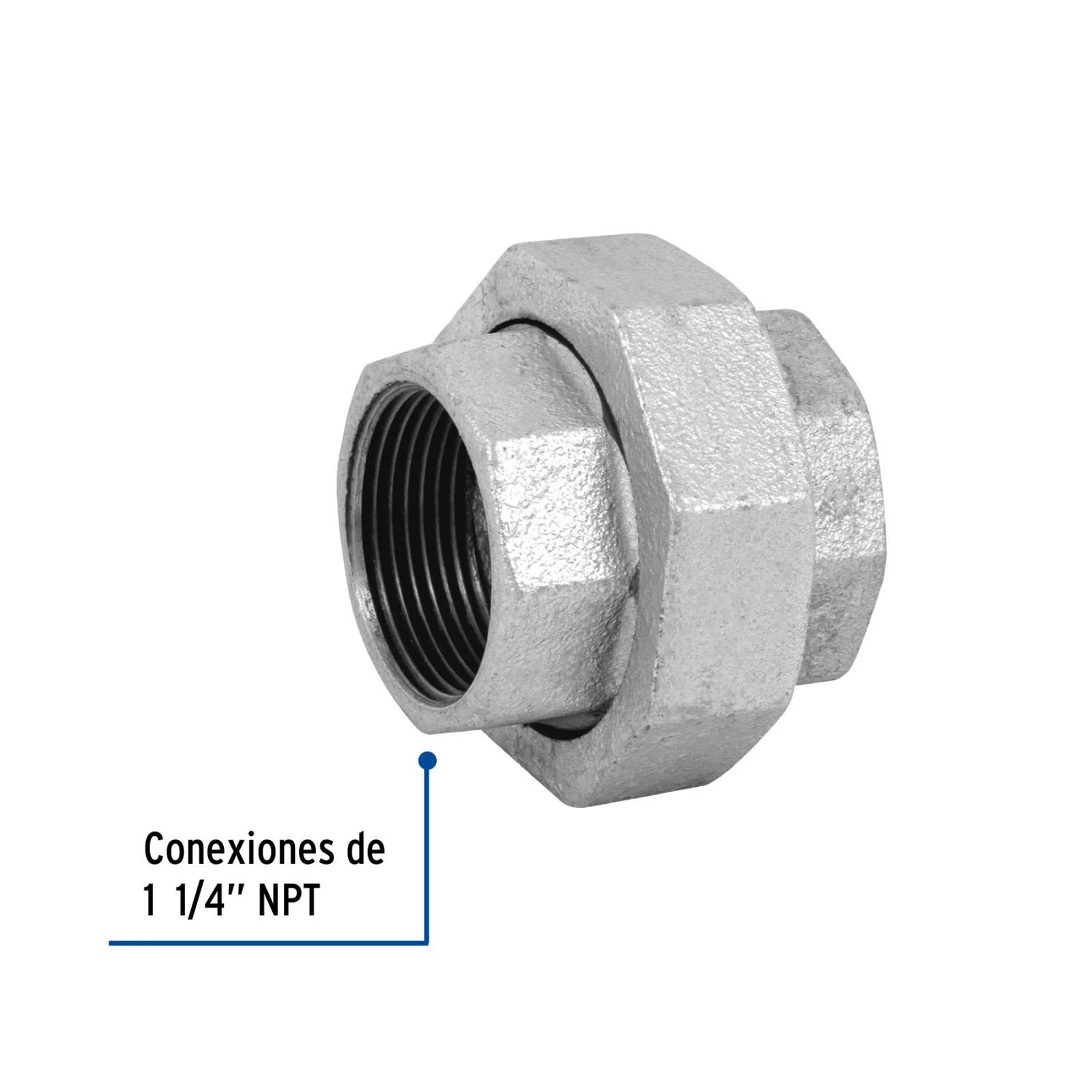 Tuerca unión, acero galvanizado, 1-1/4"