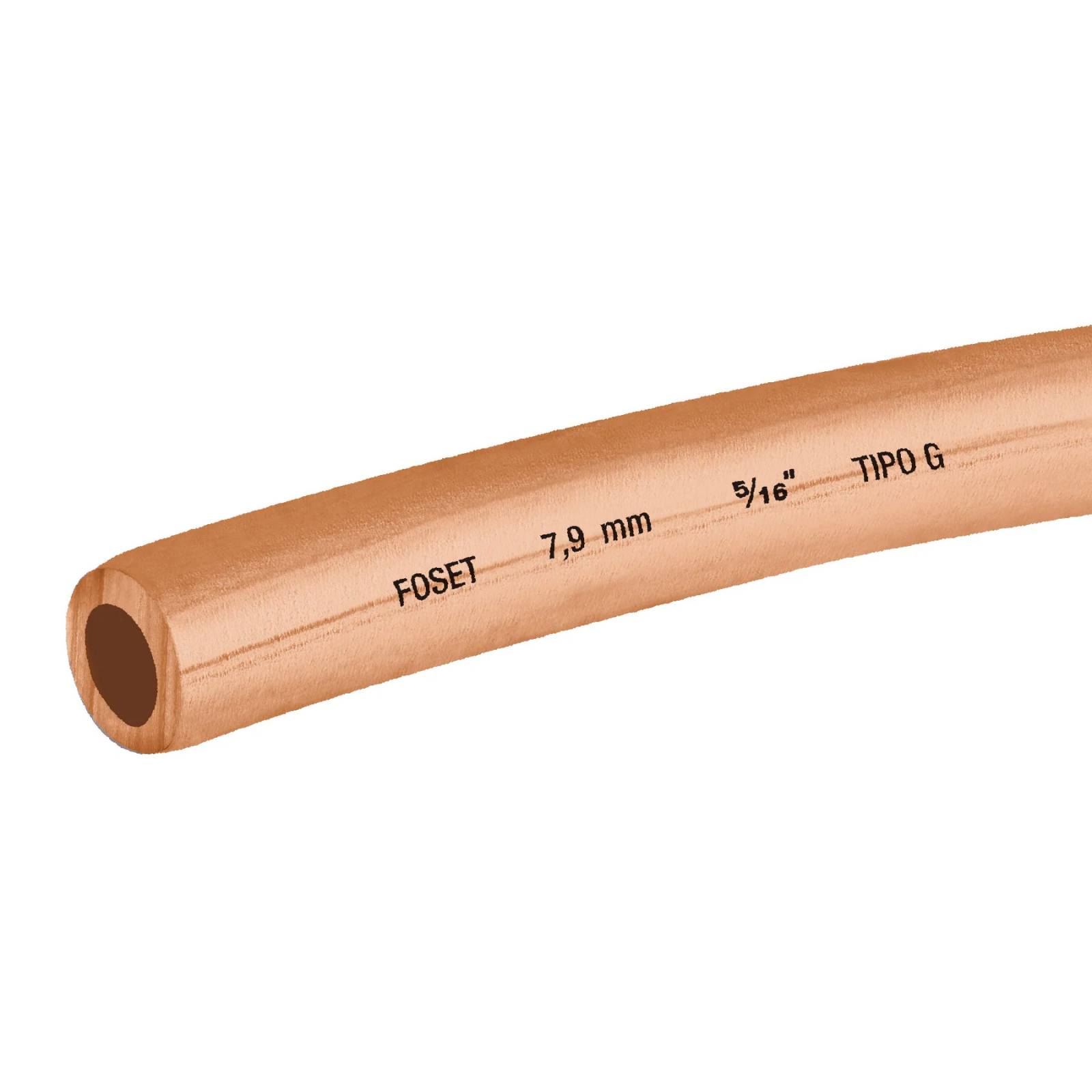 Tubo de cobre flexible, 5/16", rollo de  15 metros