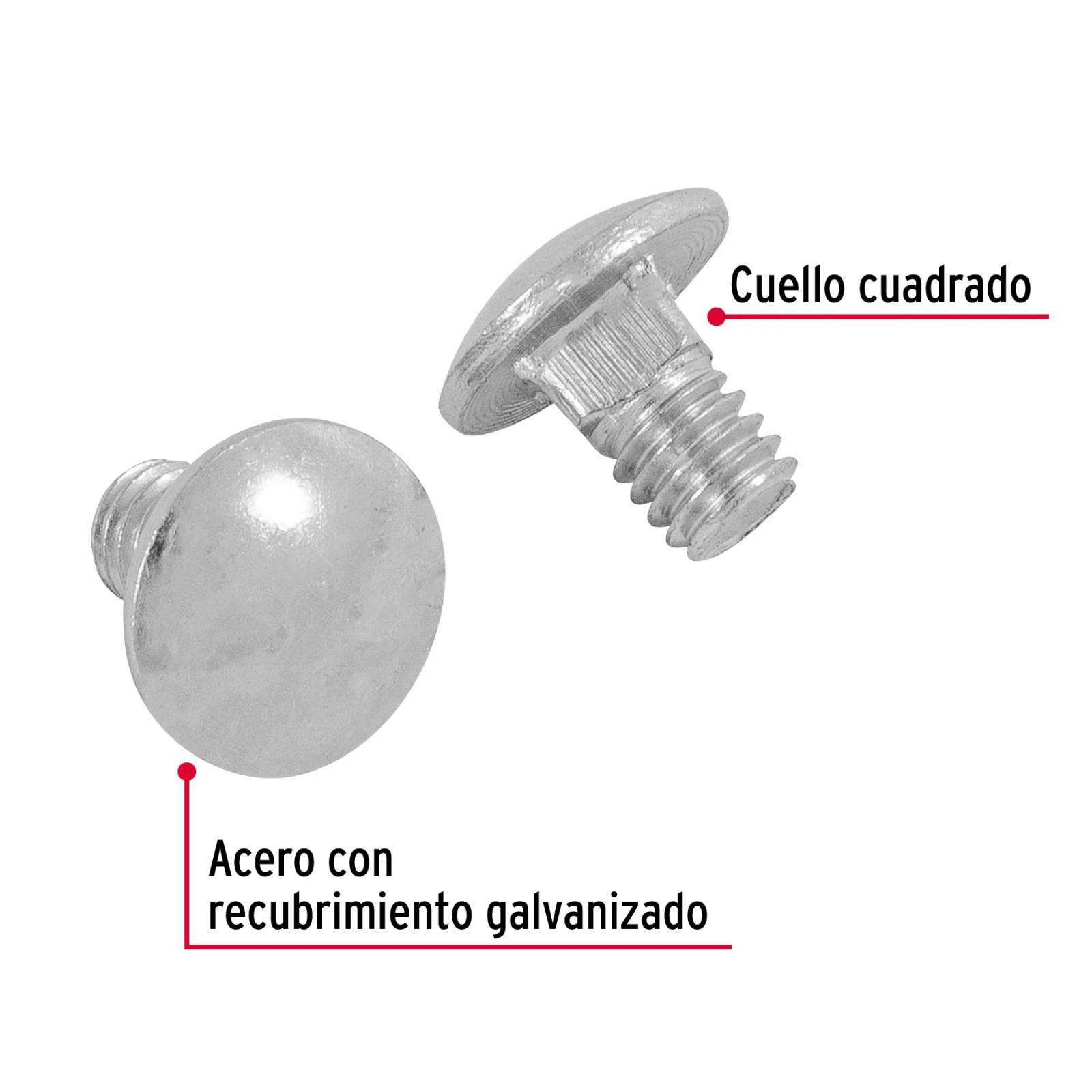 Tornillo tipo coche, galvanizado, 5/16 X 1/2", 100 piezas