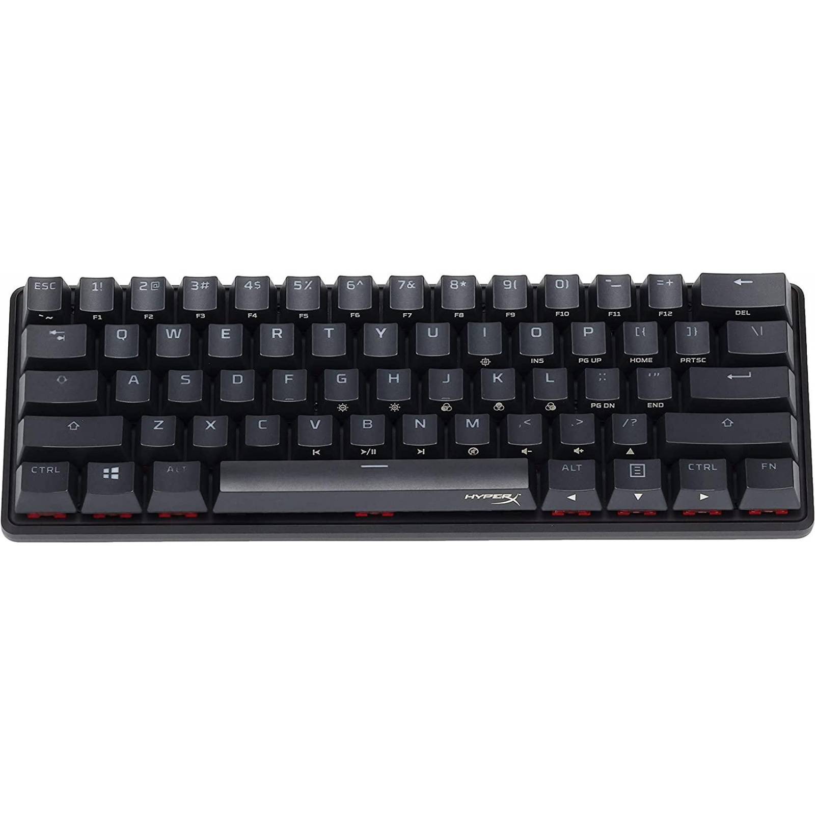 Teclado gamer HyperX Alloy Origins 60 QWERTY Lineal Red inglés US color negro con RGB Reacondicionado tipo A 