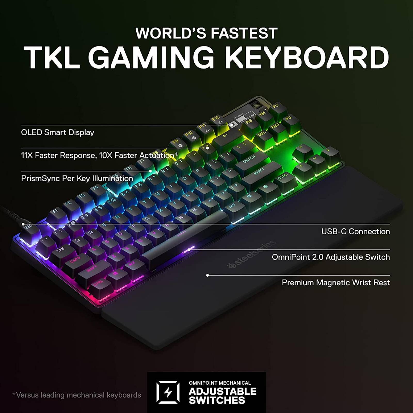 Teclado Gamer Alámbrico  SteelSeries Apex Pro 2023 TKL Inglés Reacondicionado Tipo A 