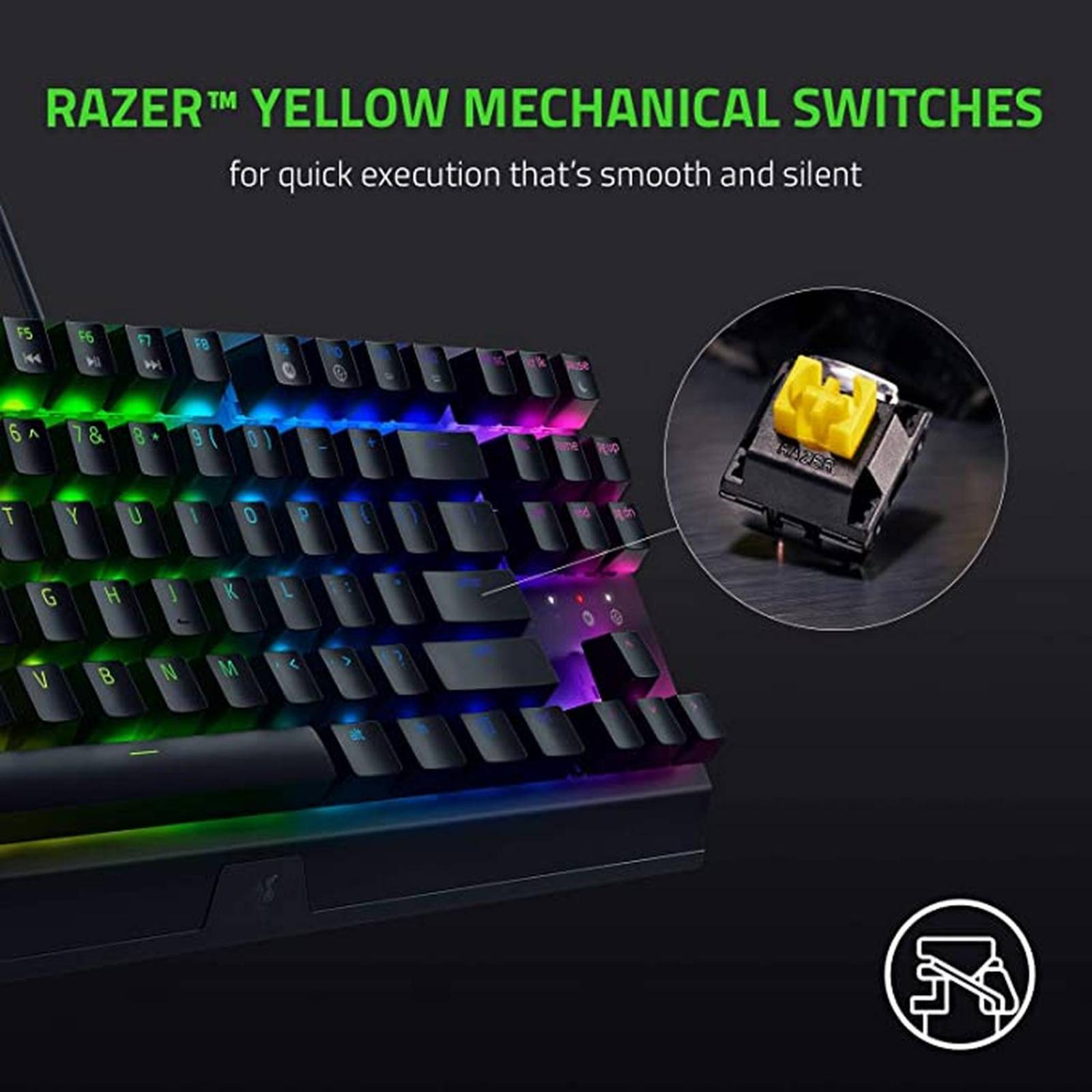 Teclado Mecánico Razer BlackWidow V3 TKL Switch Amarillo Inglés Reacondicionado Tipo A 