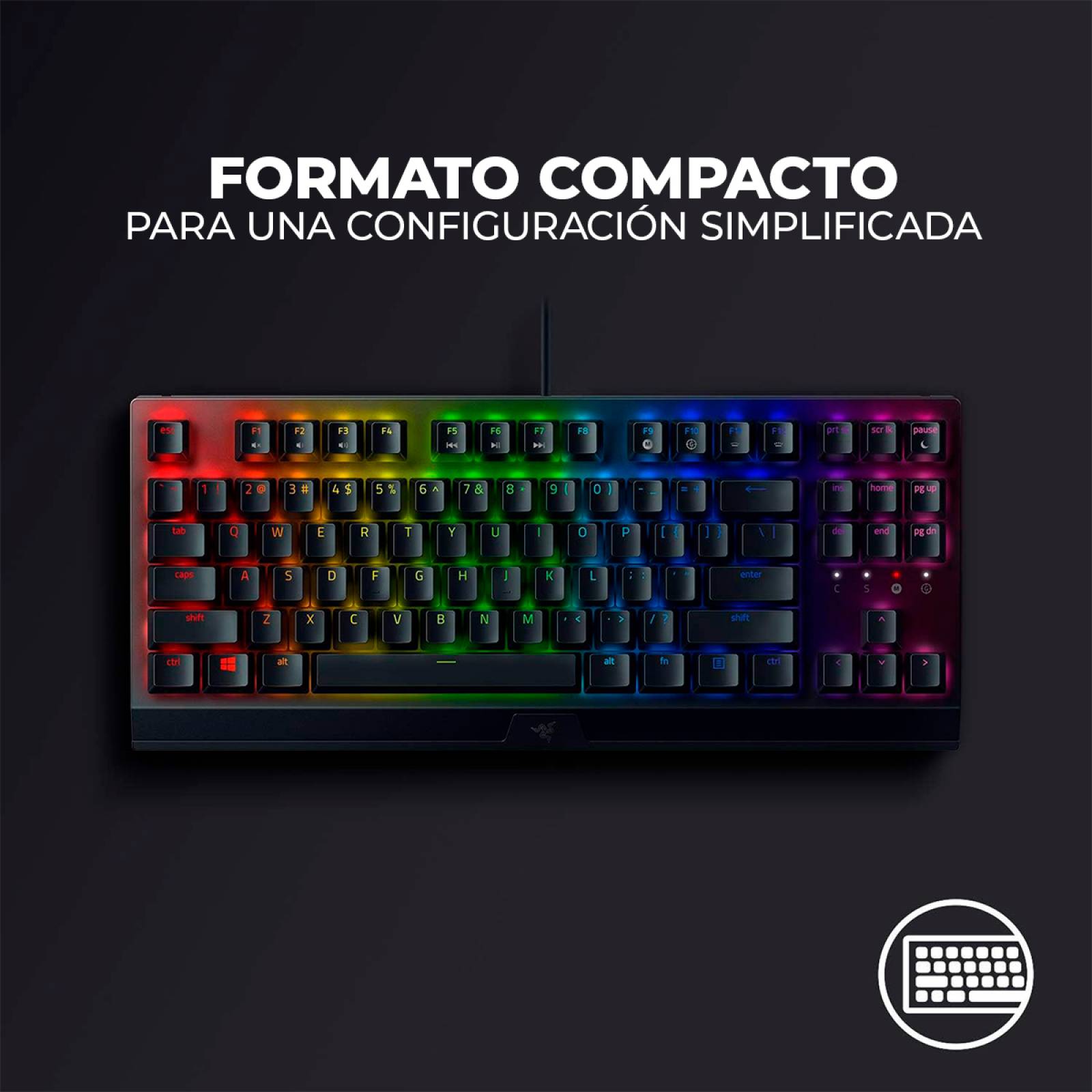 Teclado Mecánico Razer BlackWidow V3 TKL Switch Verde Compacto Reacondicionado Tipo A