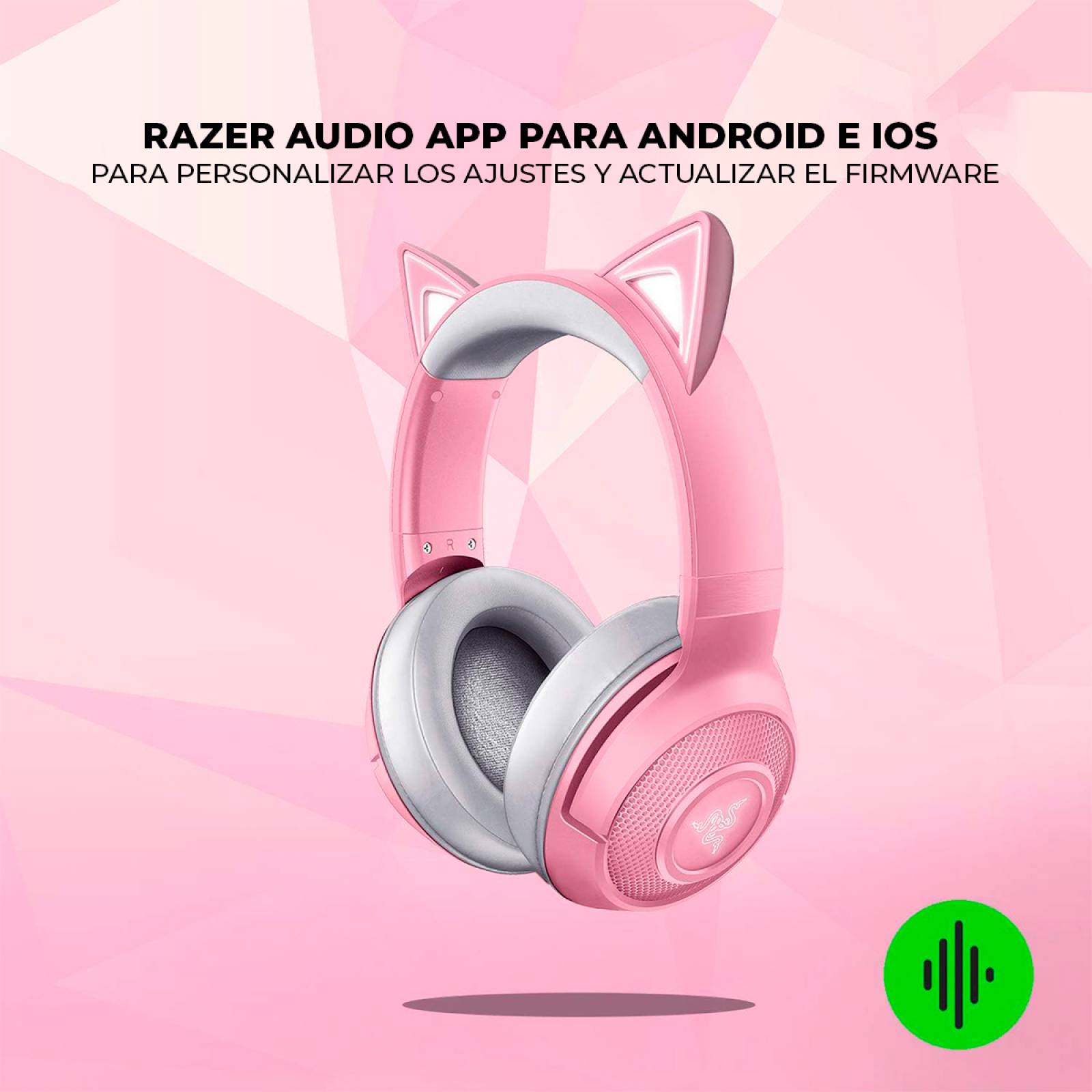 Audífonos Gamer Razer Kraken BT Kitty Rosa Reacondicionado Tipo A