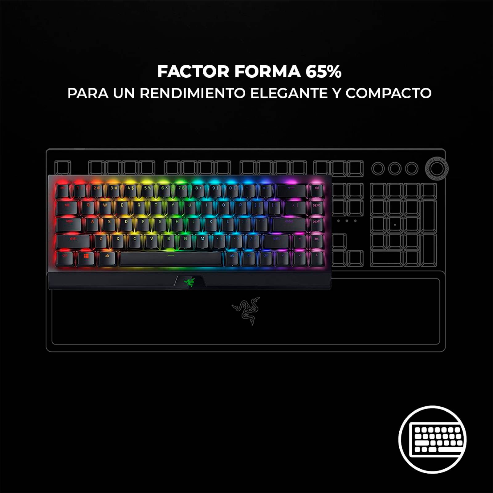 Teclado Mecánico Razer BlackWidow V3 Mini Hyperspeed 65% Reacondicionado Tipo A