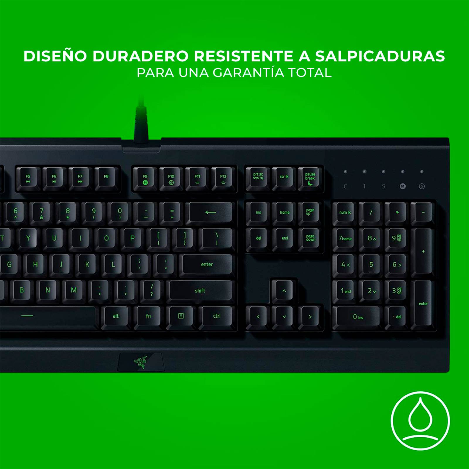 Teclado de membrana gamer Razer Cynosa Lite Soft QWERTY Alámbrico RGB Layout Español Color Negro Reacondicionado Tipo A