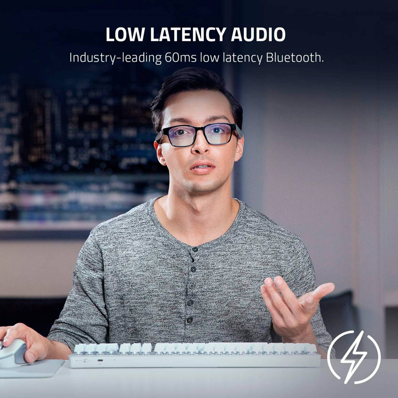 Lentes Razer Anzu Smart Glasses Filtro Azul Talla L Rectangular