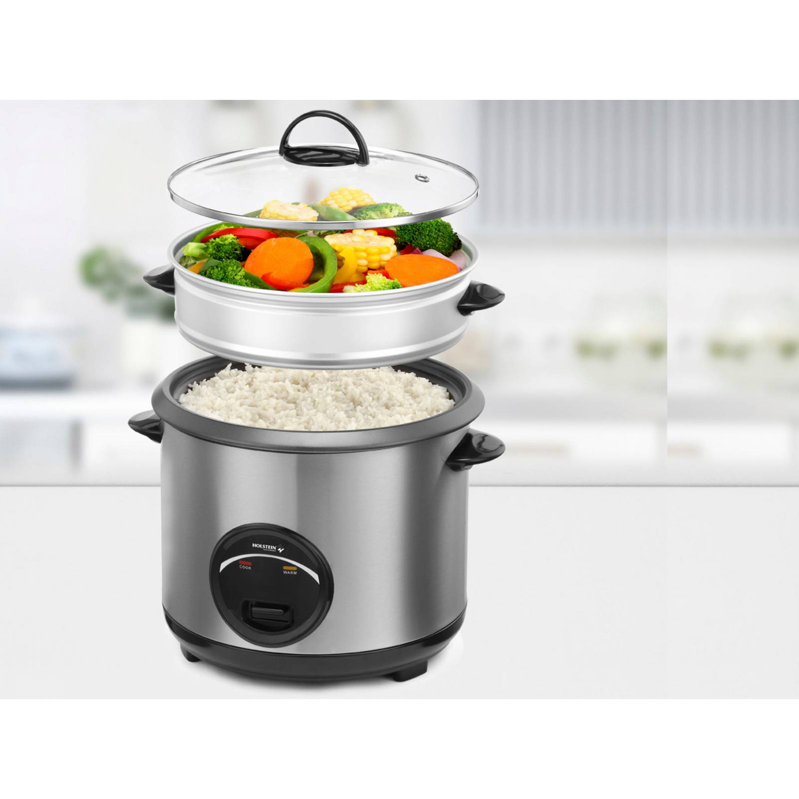 Vaporera Arrocera Holstein 2.5 litros Aluminio Accesorios Reacondicionado Tipo A