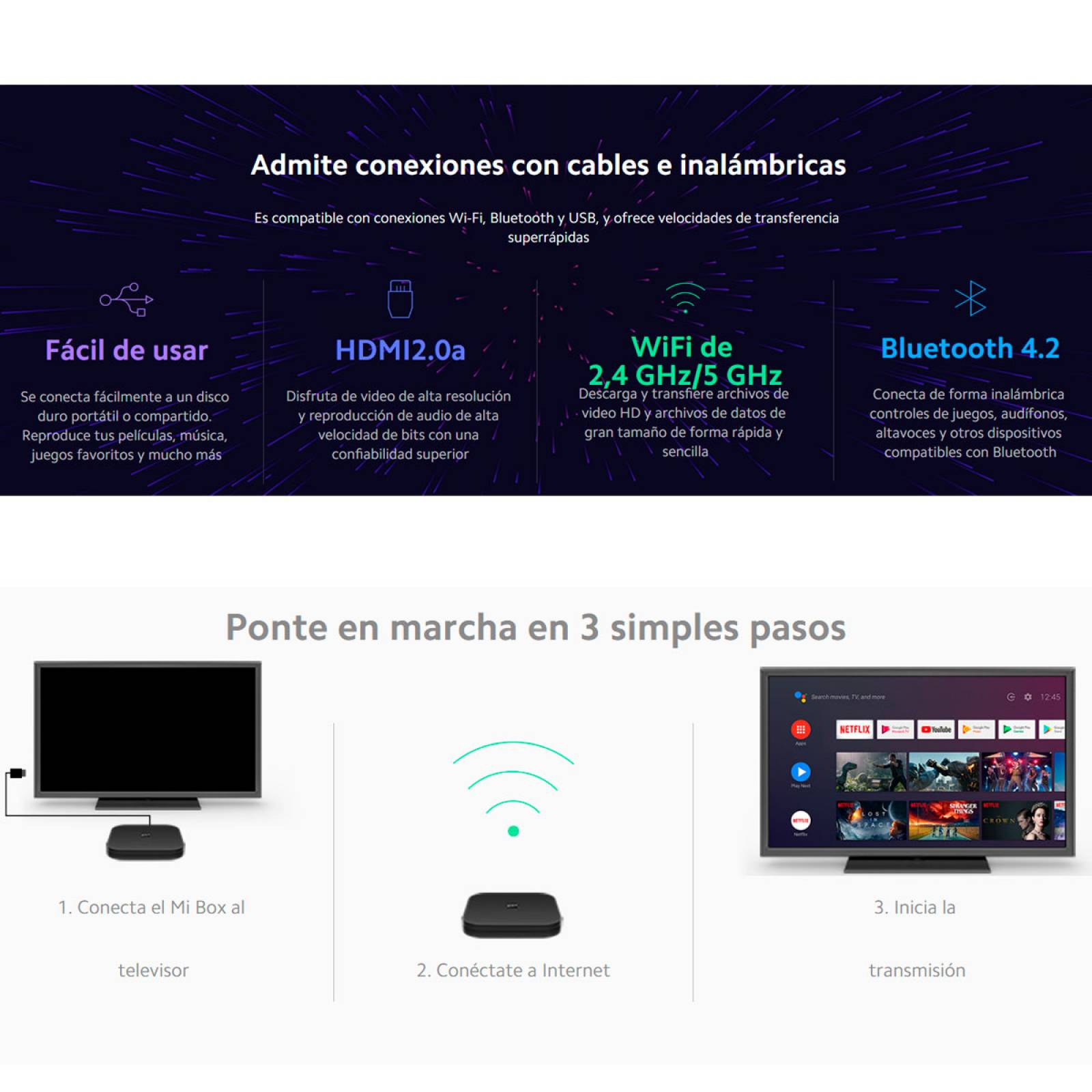 Dispositivo Stream Xiaomi Mi Box S 4k Ultra Hdr Us Negro