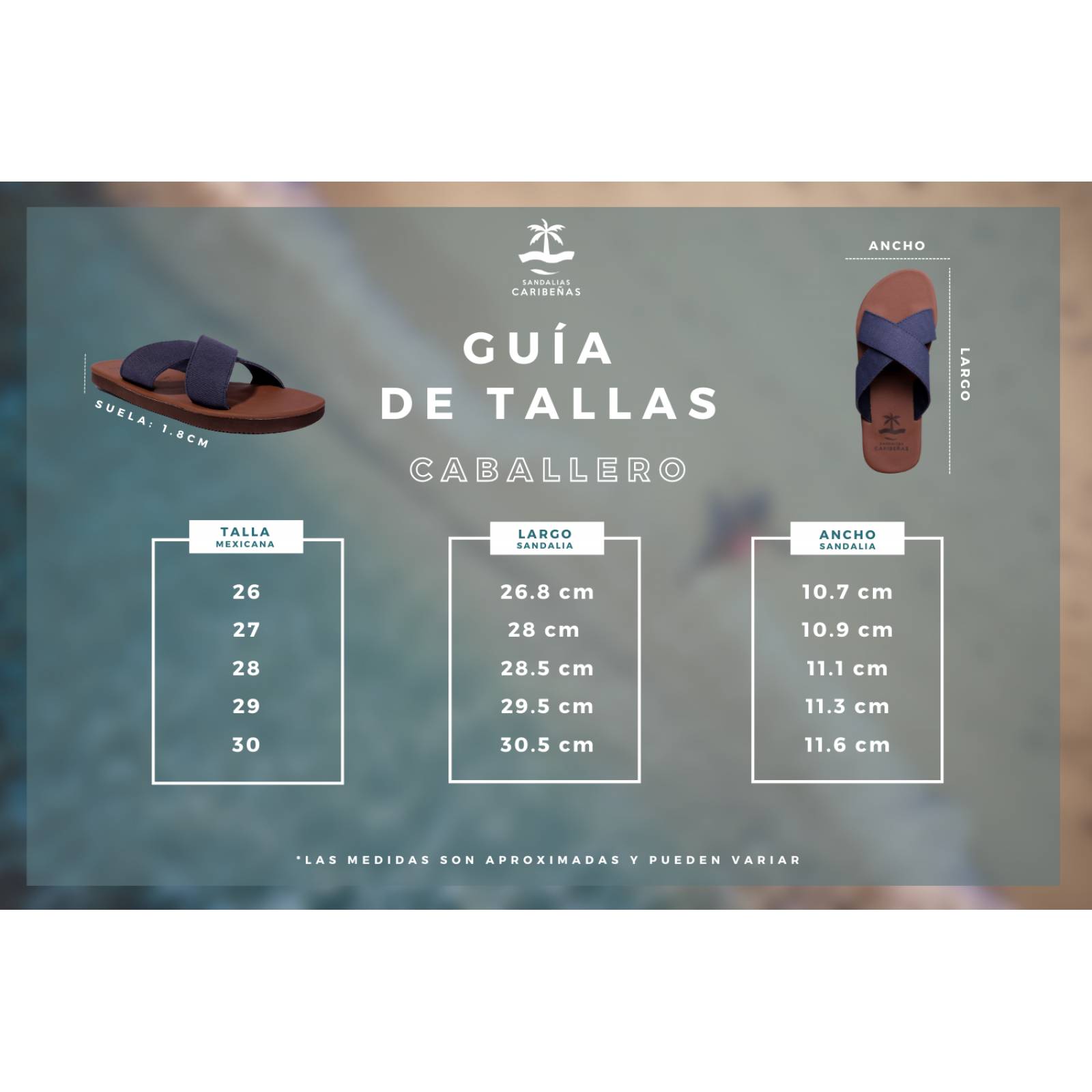 Sandalias Caribenas Shoal Piel Hombre Casual Playa Slide Cruzado Resistente Agua