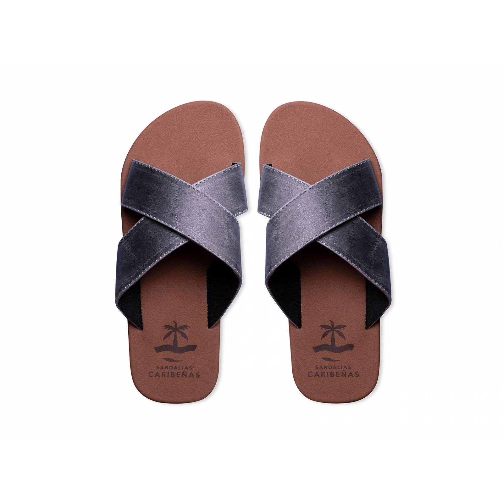 Sandalias Caribeñas Caleta Gris Hombre Casual Playa Slide Cruzado Resistente Agua