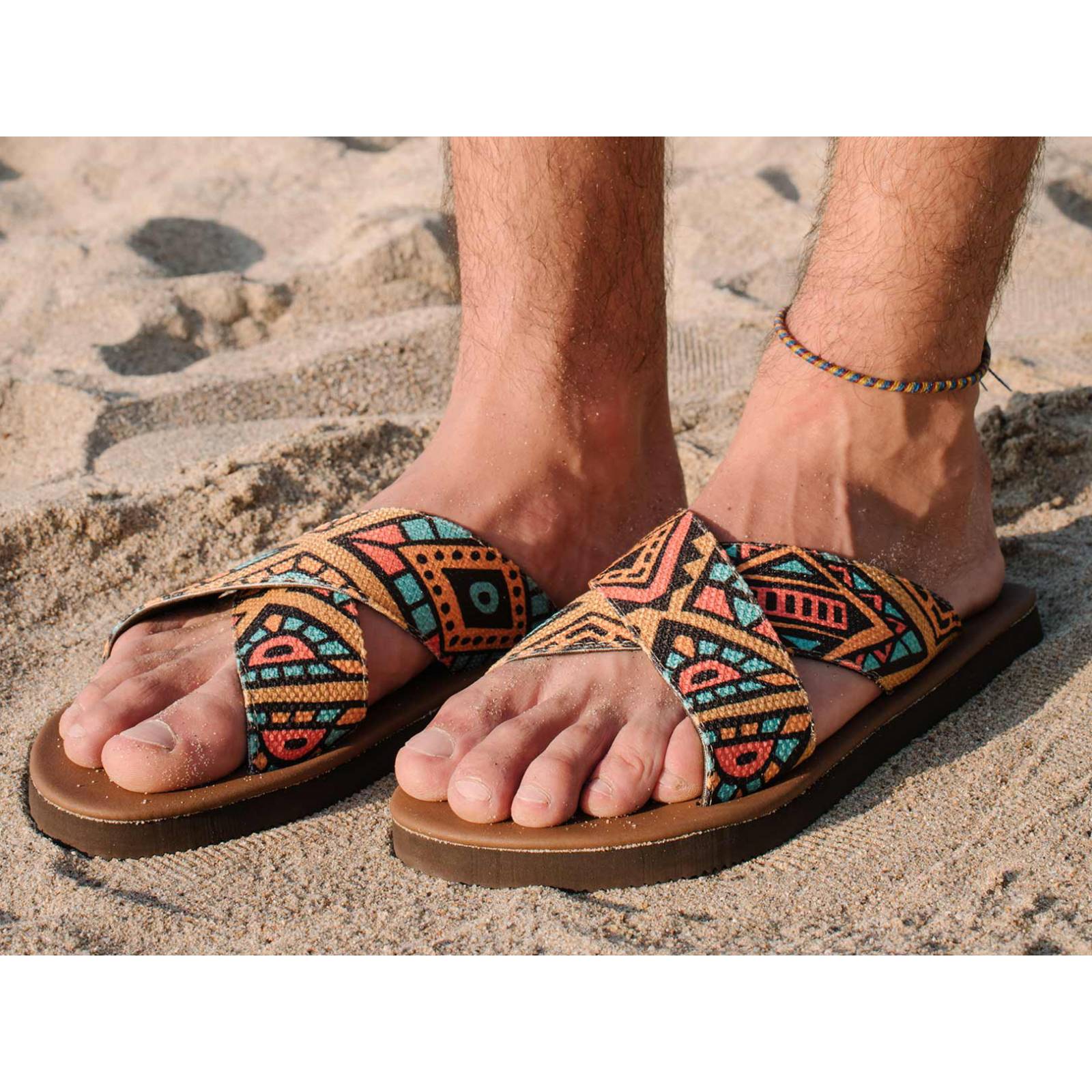 Sandalias Caribeñas Caleta Jaguar Hombre Casual Playa Slide Cruzado Resistente Agua