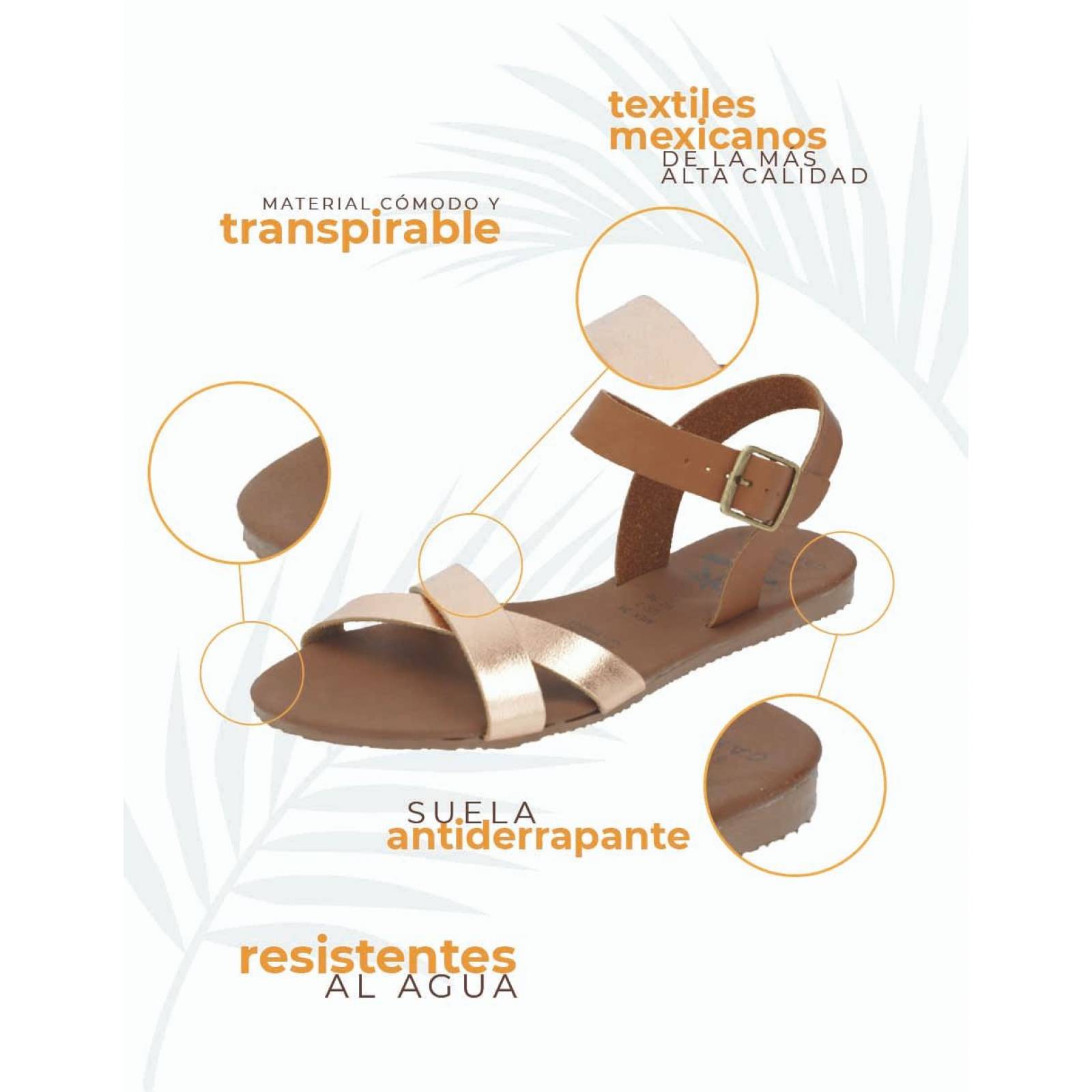 Sandalias Caribenas ChemuyilOroRosa Mujer Casual Playa Resistente Agua