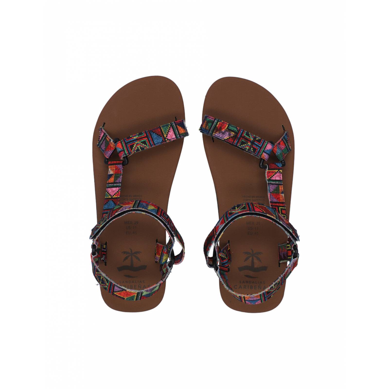 Sandalias Caribenas Paamul Cafe Unisex Casual Playa Huarache Velcro Resistente Agua