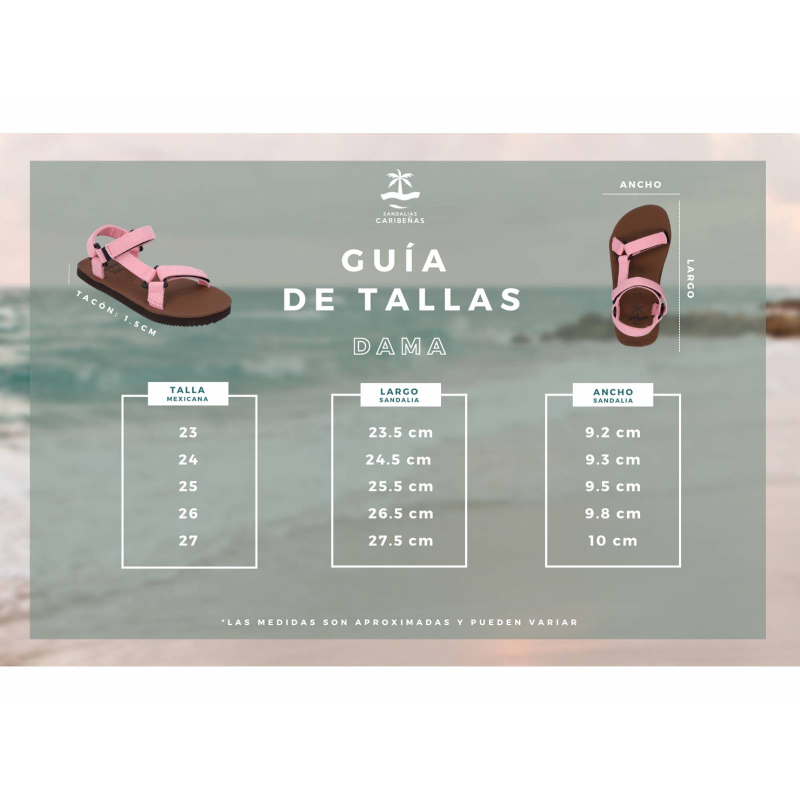 Sandalias Caribenas Paamul Cafe Unisex Casual Playa Huarache Velcro Resistente Agua