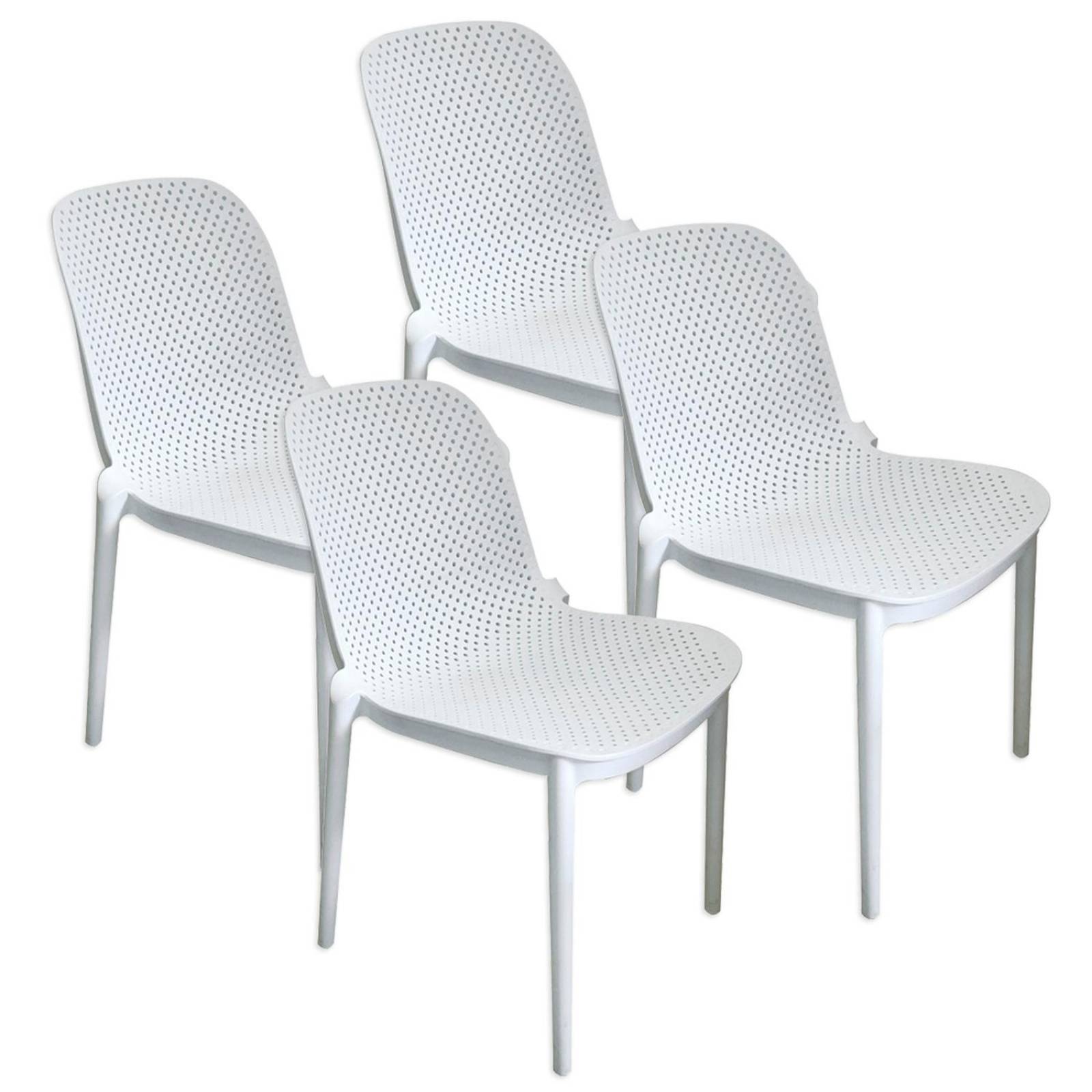4 Sillas de Comedor y Jardín de Plástico Modernas y Minimalistas Blanco