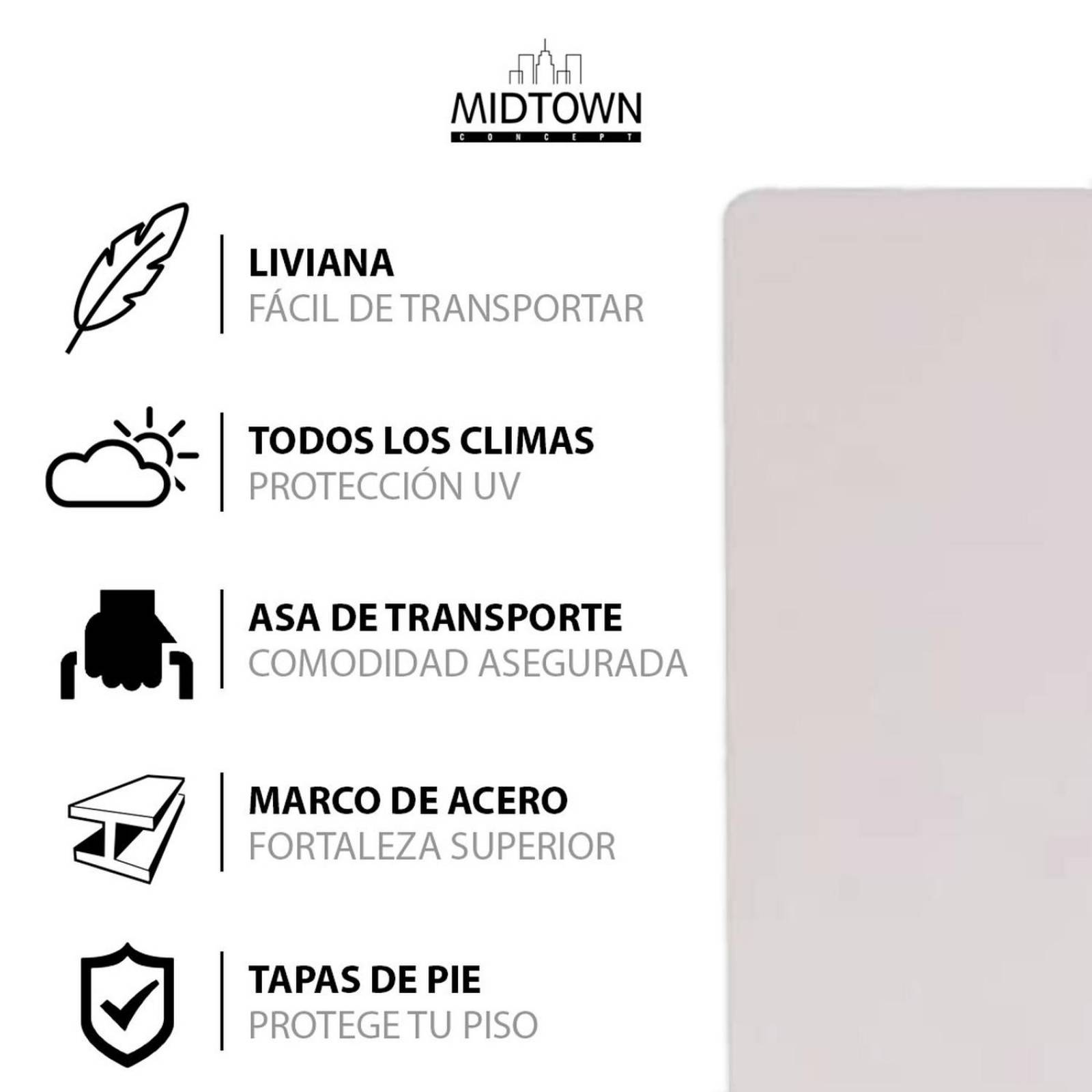 Mesa Plegable de Plastico Para Jardín Tipo Portfolio | Ideal Para Exteriores Blanco 1.80