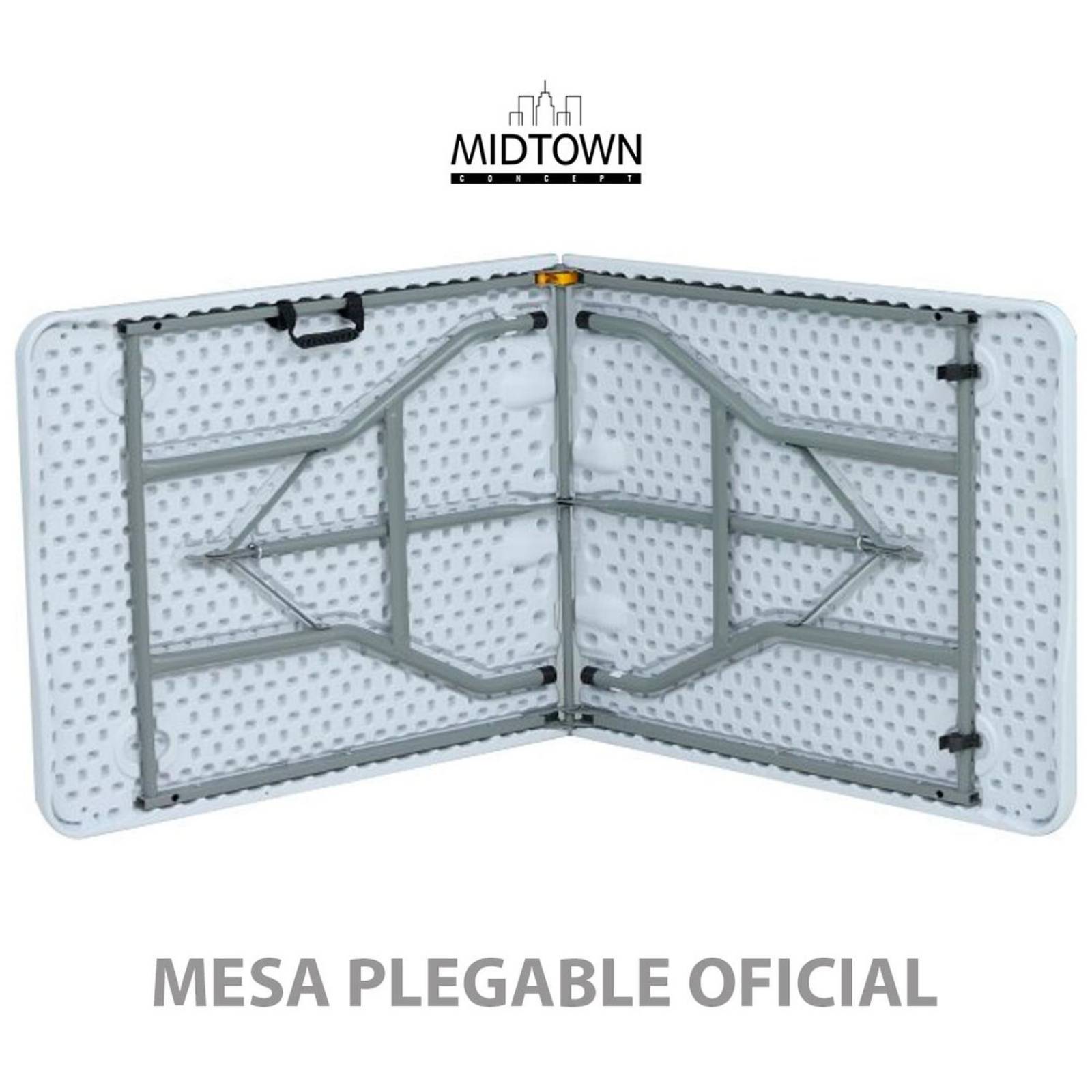Mesa Plegable de Plastico Para Jardín Tipo Portfolio | Ideal Para Exteriores Blanco 1.80