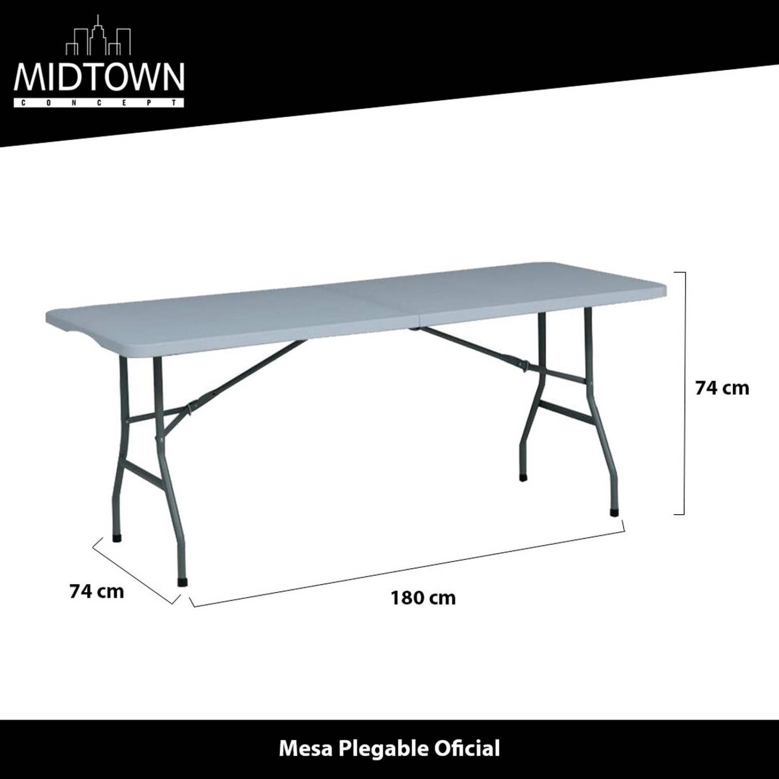 Mesa Plegable de Plastico Para Jardín Tipo Portfolio | Ideal Para Exteriores Blanco 1.80