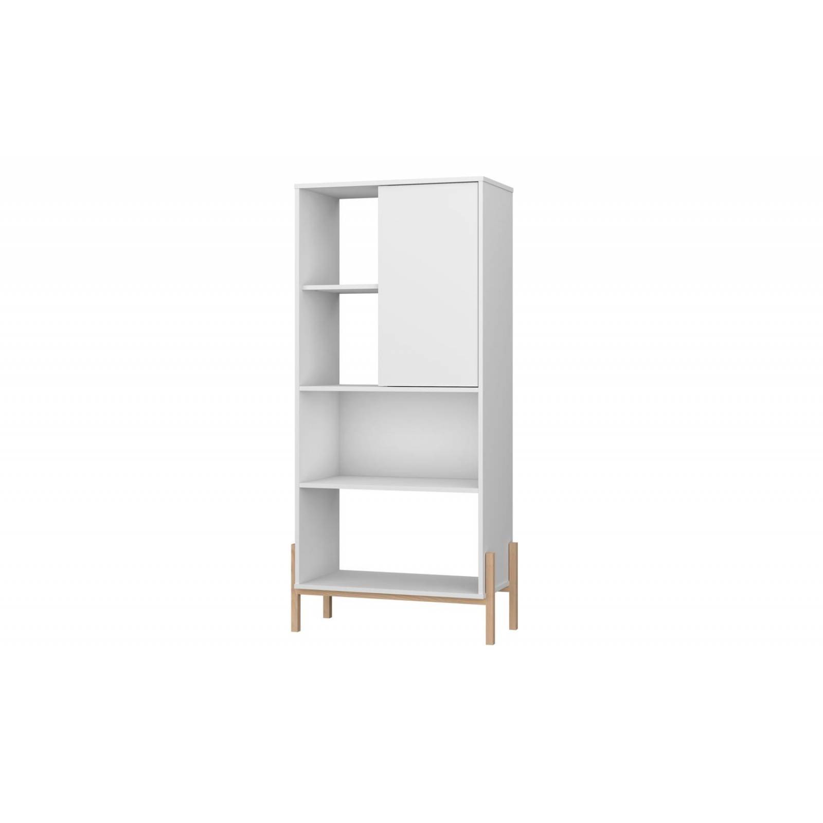 Librero Minimalista, Organizador con puerta y estantes amplios, color blanco/ negro White 153.5 CM X 72.5 CM X 35.5 CM
