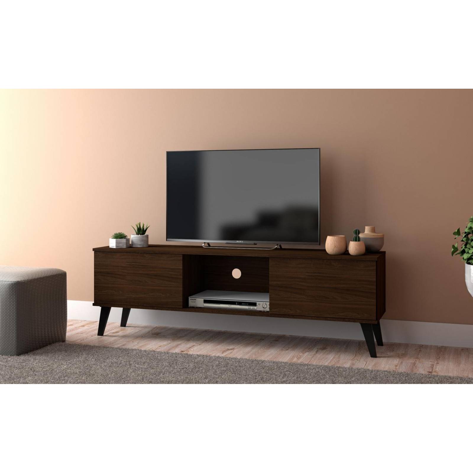 Mueble Rack para TV estilo Moderno roble oscuro 