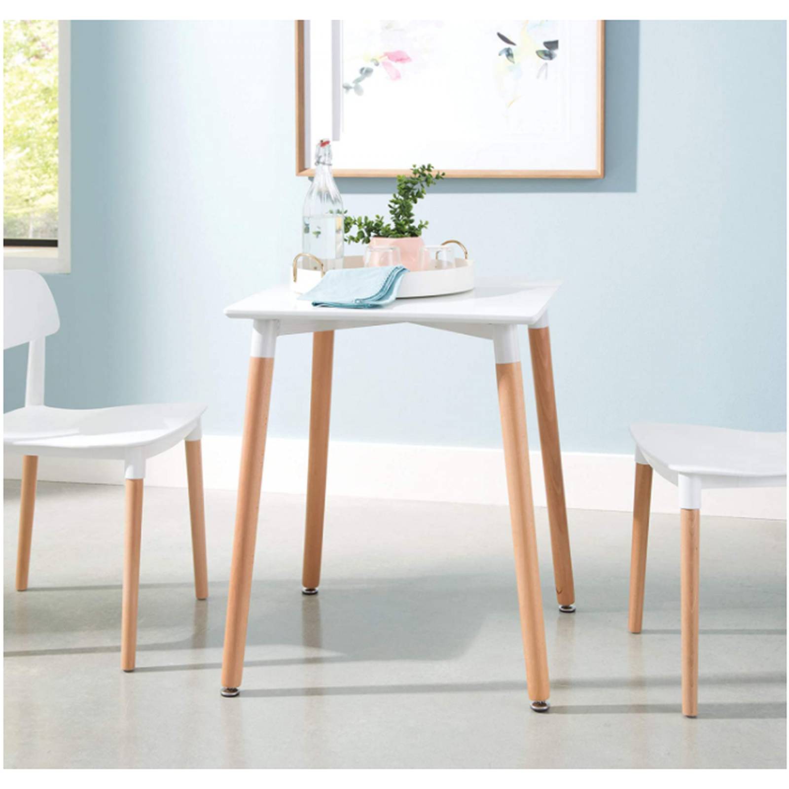Mesa de comedor cuadrada, estilo Eames. Diseño Moderno y minimalista blanca 