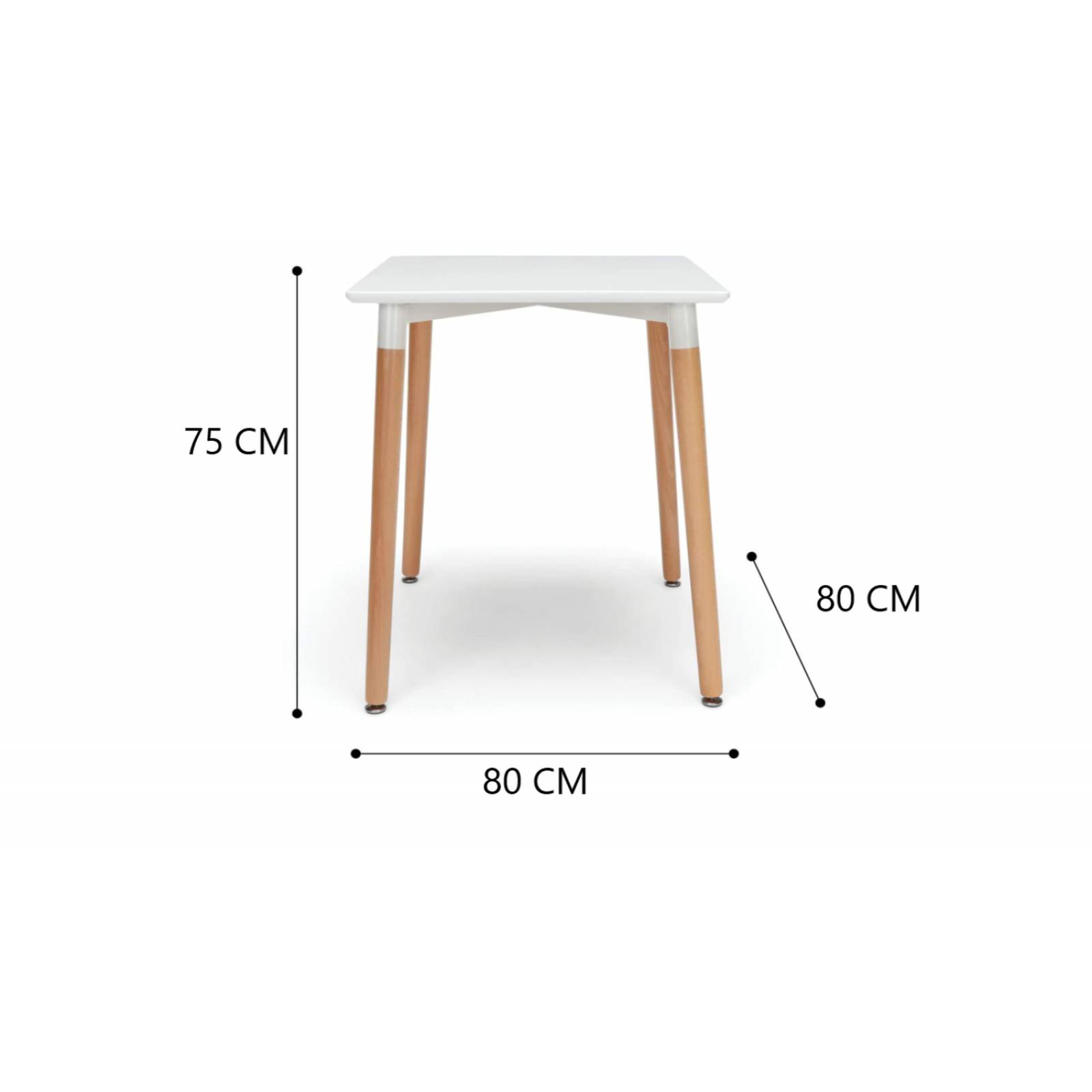 Mesa de comedor cuadrada, estilo Eames. Diseño Moderno y minimalista blanca 